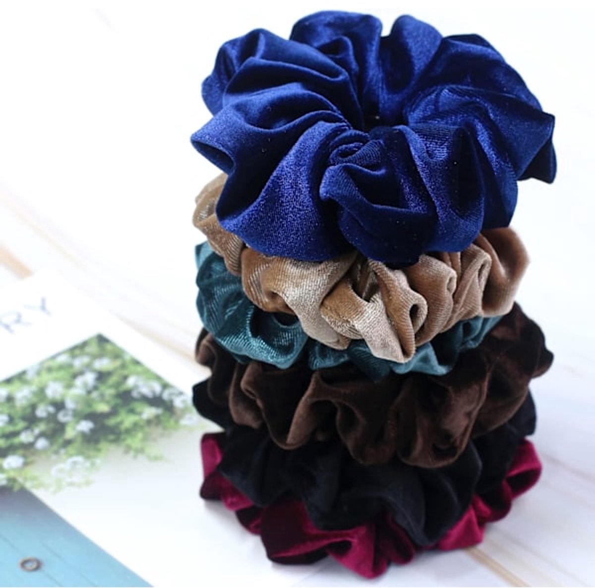 Scrunchies - Extra Large Scrunchies for Women with Thick Hair - Premium Velvet Large Scrunchies - Pack of 6