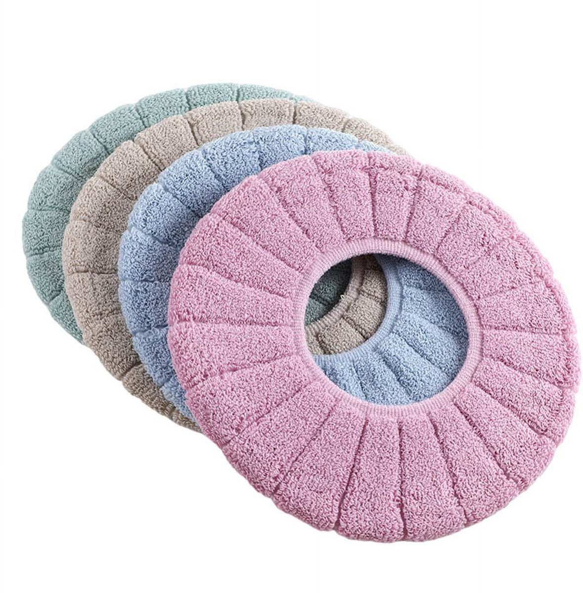 Toilet Seat Cushion - 4-Pack - Elastic Washable Fabric - Soft - Thickened and Warm - Toilet Seat Cover - Soft Toilet Seat - Toilet Seat Cover - Toilet Seat Cover - Reusable - Washable