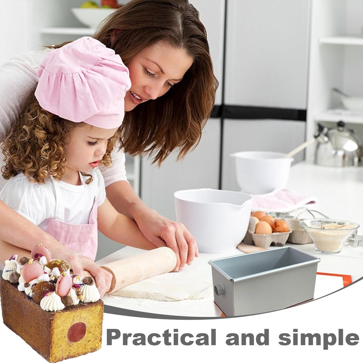 Bread Pan - Mini Rectangular Aluminum Alloy Bread Pan - With Round Hollow Tube - Non-Stick Bread Pan - 18 x 9 x 8.8cm Cake Pan - Bread Pan