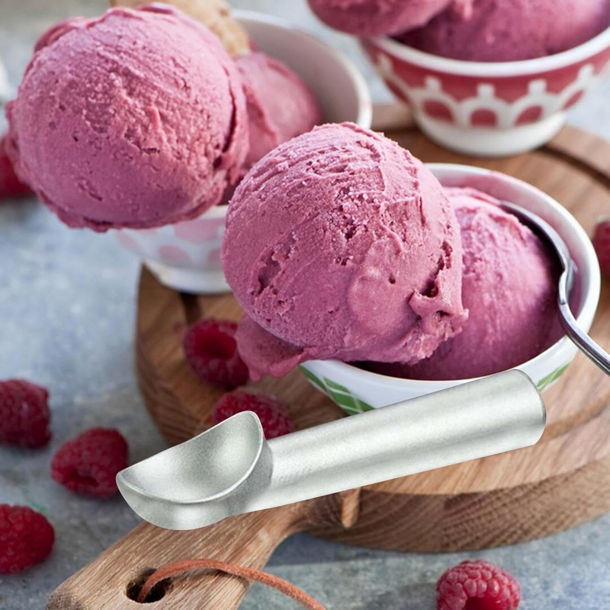 Ice Cream Scoop - Non-stick Aluminum Liquid-Filled Heat-Conducting Handle - Professional Restaurant Bar Ice Cream Scoop - Gray