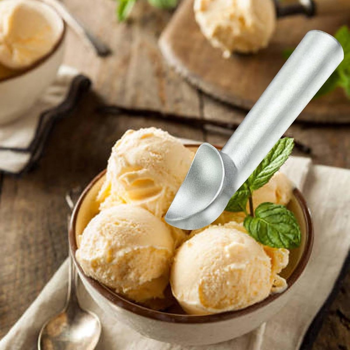 Ice Cream Scoop - Non-stick Aluminum Liquid-Filled Heat-Conducting Handle - Professional Restaurant Bar Ice Cream Scoop - Gray