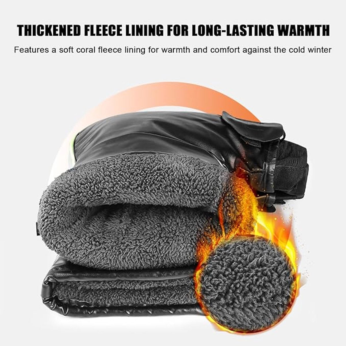 Cycling Gloves - 1 Pair - Extra Padded Cycling Gloves - Warm Gloves - Cycling Gloves - Scooter Gloves - Hand Warmers - Bicycle Accessories - With Reflective Strips - Winter - Windproof - Waterproof （Black）