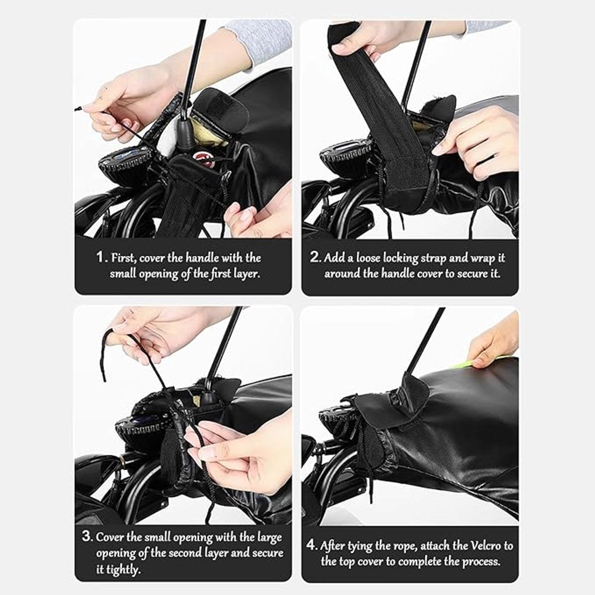 Cycling Gloves - 1 Pair - Extra Padded Cycling Gloves - Warm Gloves - Cycling Gloves - Scooter Gloves - Hand Warmers - Bicycle Accessories - With Reflective Strips - Winter - Windproof - Waterproof （Black）