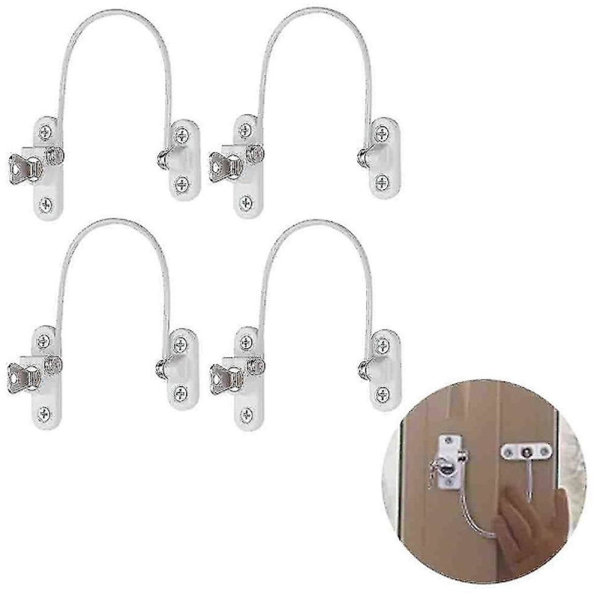 Window Locks - 4-pack window locks, window stops, child-proof window locks, door locks - White