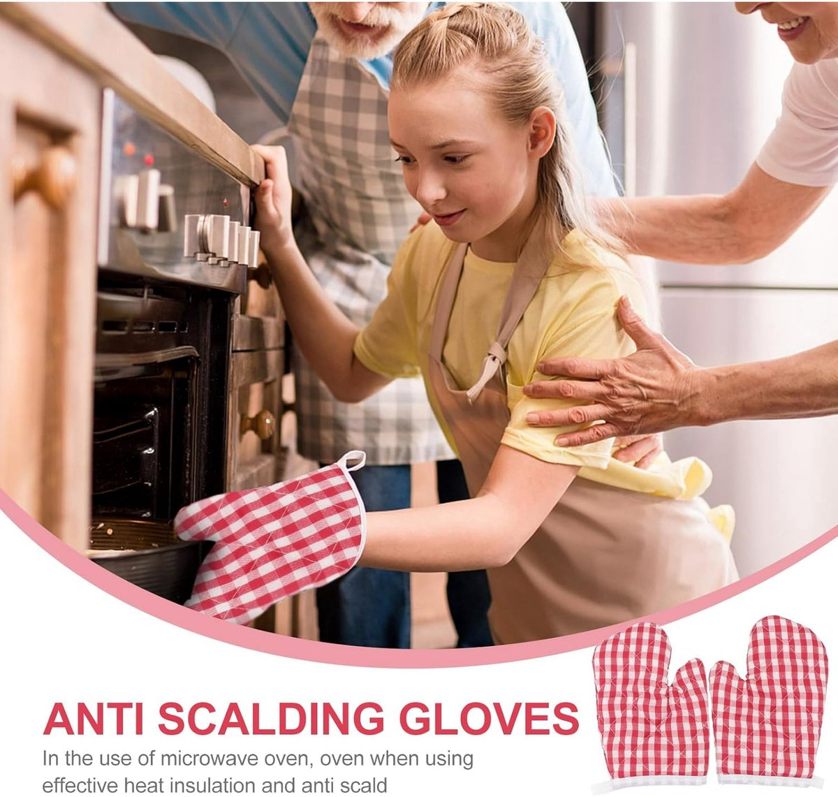 Children's Oven Mitts - Oven Mitts - Red Kitchen Mitts Oven Mitts Heat Resistant Cooking Baking Microwave - Kitchen