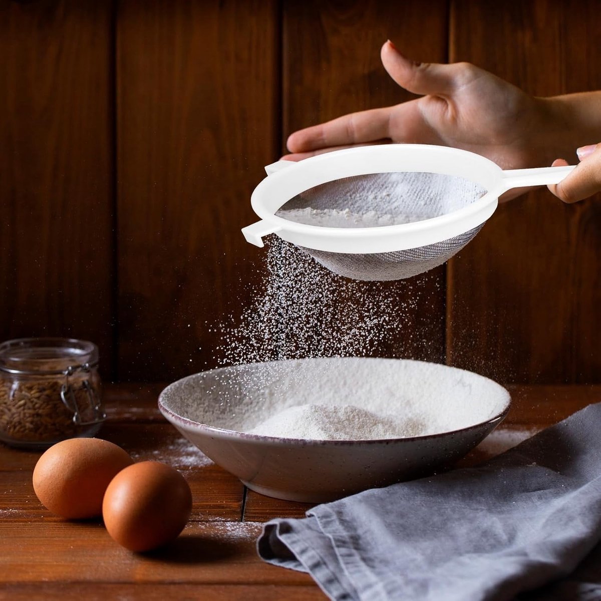 Filter - Strainer - Strainer Set - Strainer Set - Three-Piece Strainer Set with Handles - Kitchen Strainer - Milk Strainer - Suitable for Camellia Milk Tea (3, 4, 5.5 inches)