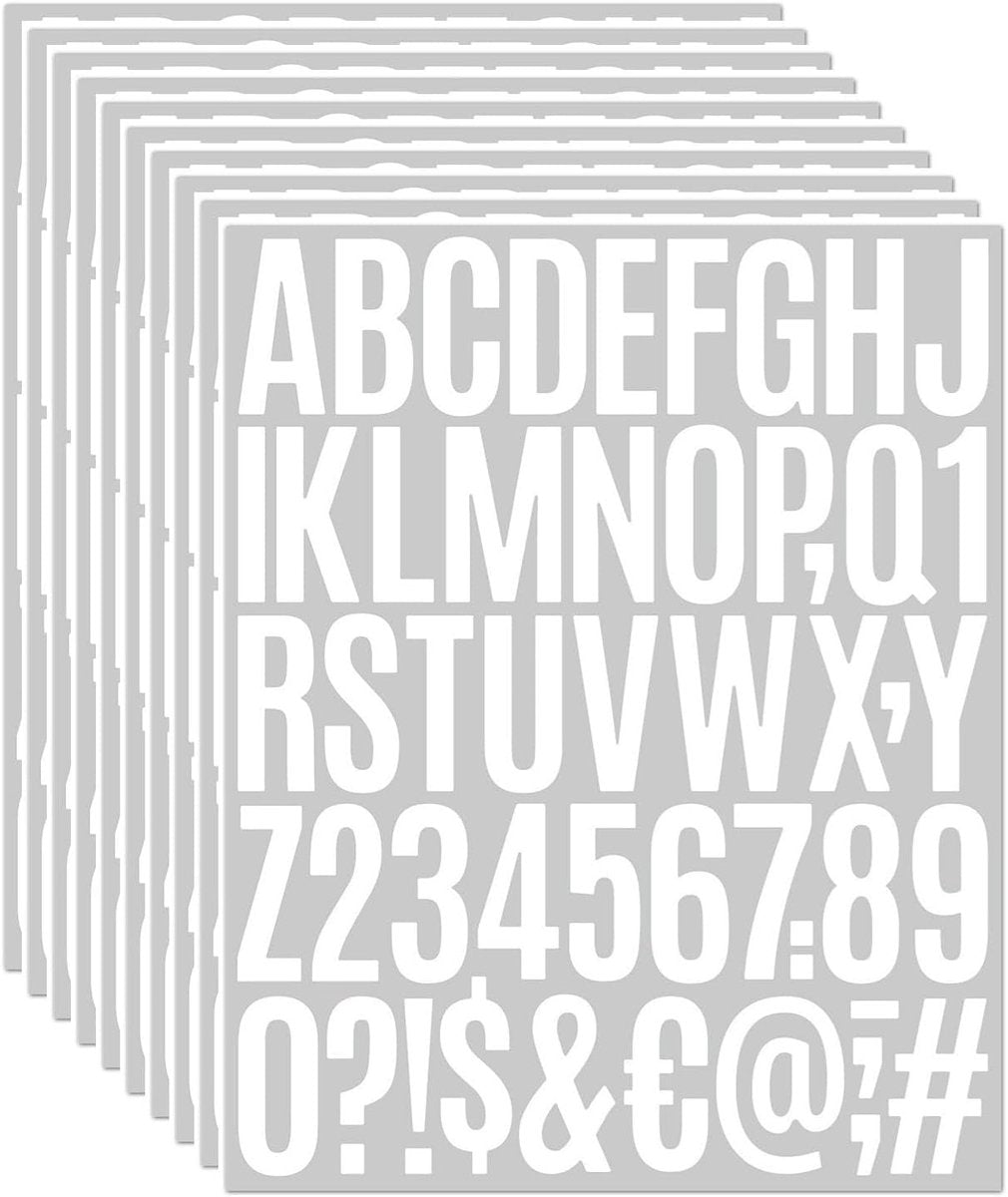 letter stickers - 10-sheet vinyl letter stickers - 2-inch self-adhesive alphabet and number stickers - waterproof - suitable for mailboxes, windows, doors, cars, boats, house numbers (white)