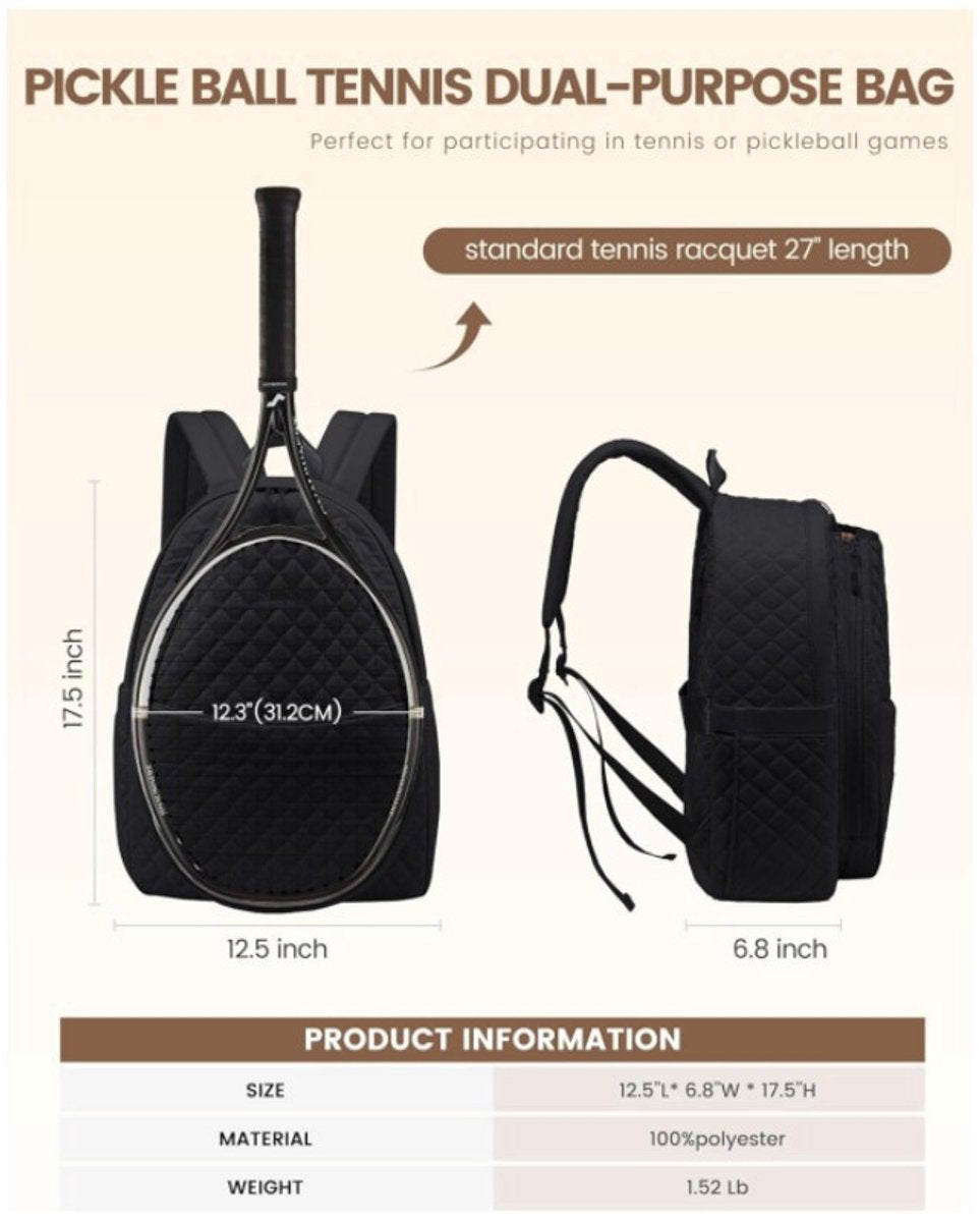 Backpack - Tennis Shoulder-Crossbody Bag - Sports Bag - Waterproof Racket Bag - Suitable for Pickles and Badminton - Off-White