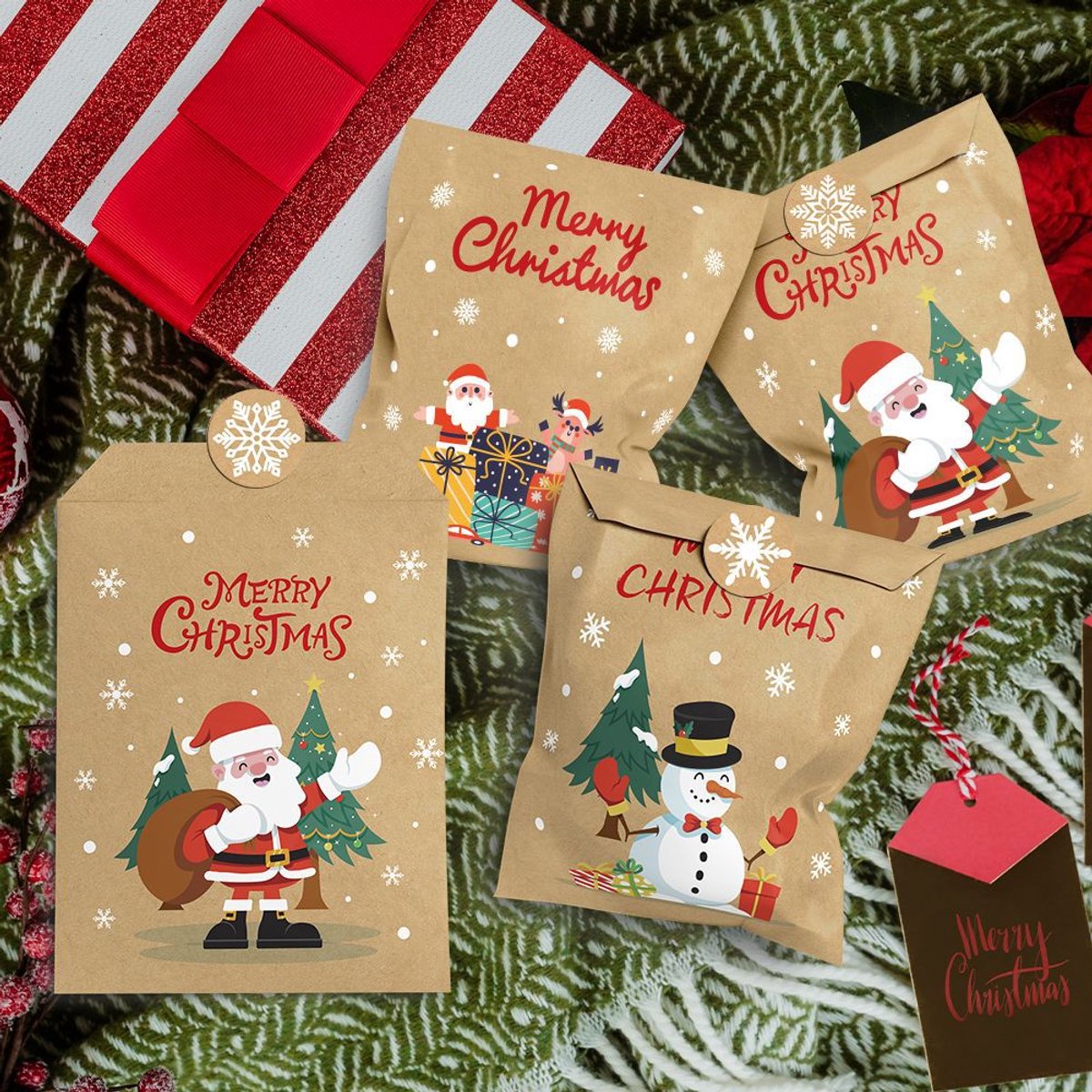 24 pcs - Christmas mini envelopes - paper bags - Christmas decorations and packaging - gift bags - Christmas storage bags