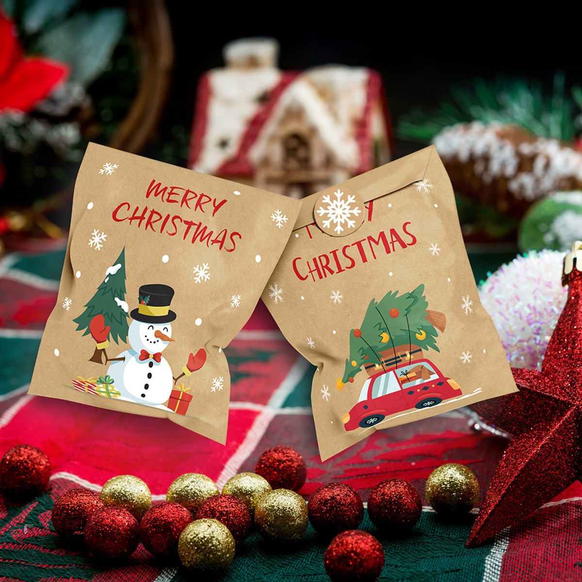 24 pcs - Christmas mini envelopes - paper bags - Christmas decorations and packaging - gift bags - Christmas storage bags