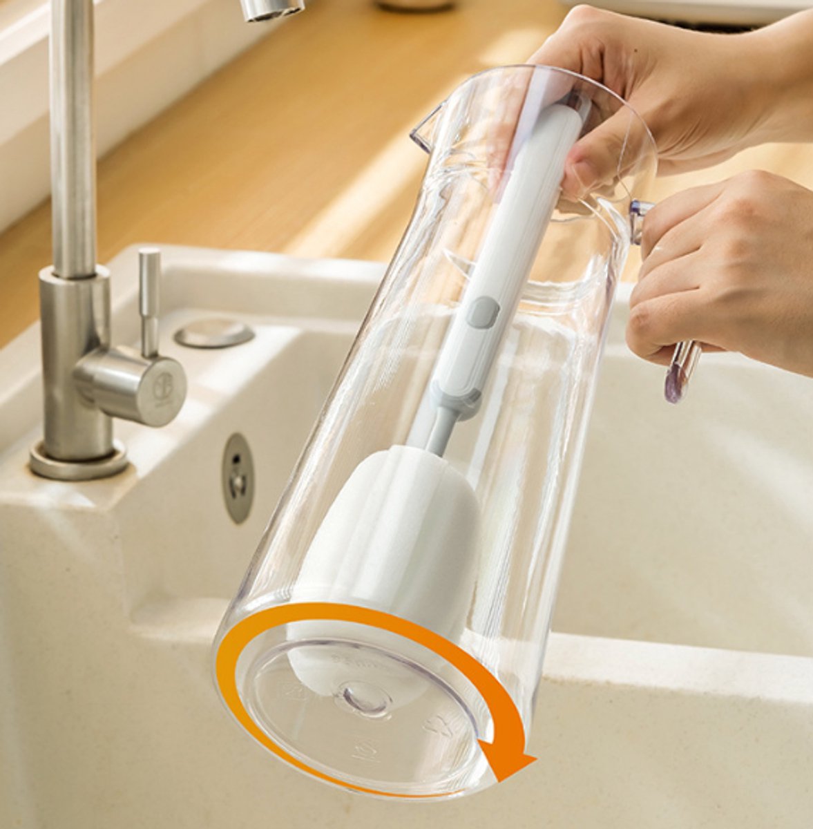 Brush - Detachable sponge brush - Long-handled bottle brush - Suitable for coffee cups, glasses and other kitchen utensils.
