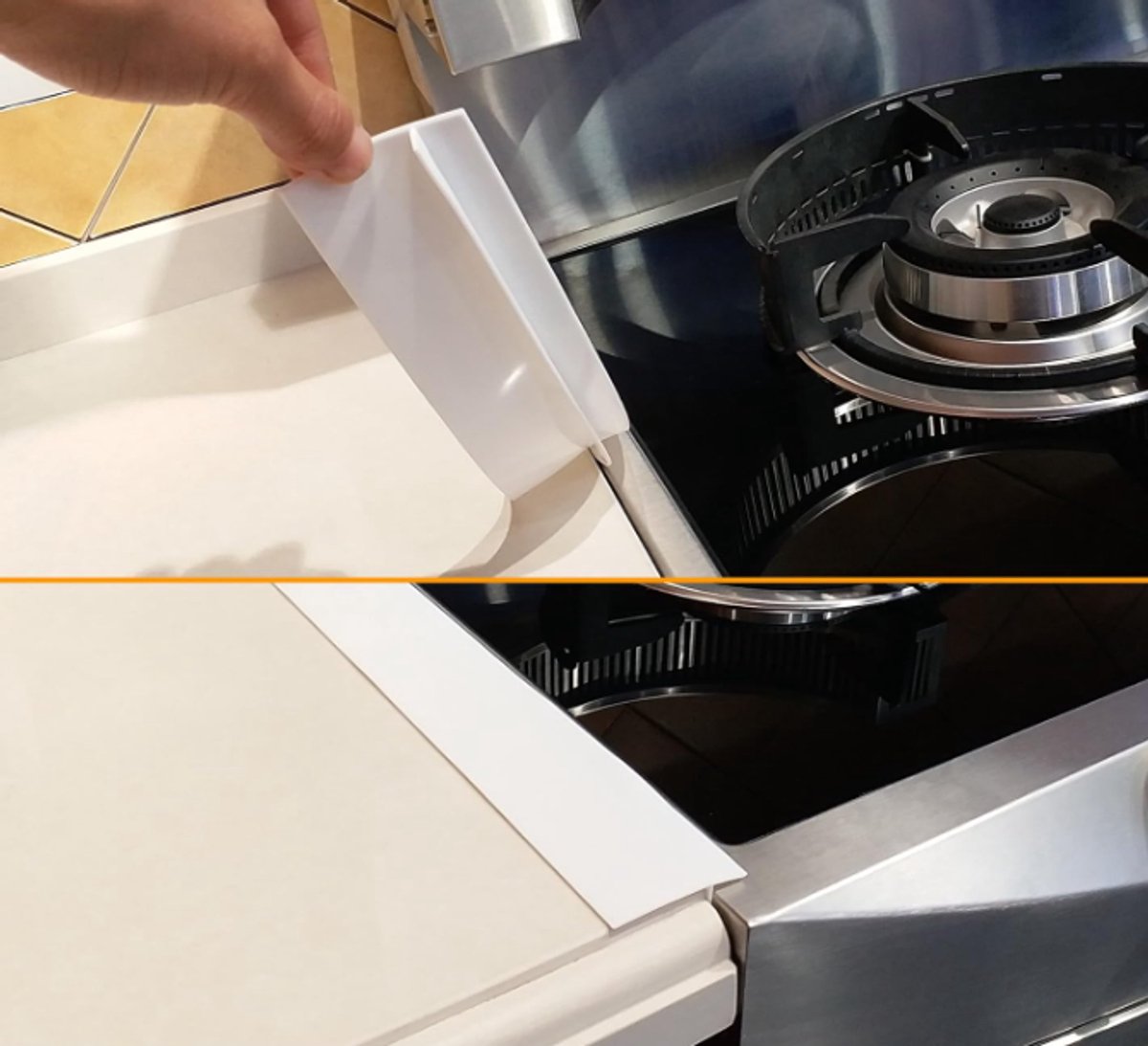 Sealing Strip for Hobs - Silicone Sealing Strip - Gap Filler Strip - Seals gaps between kitchen countertops, appliances, stoves, ovens, washing machines and dryers - Set of 2 (White)