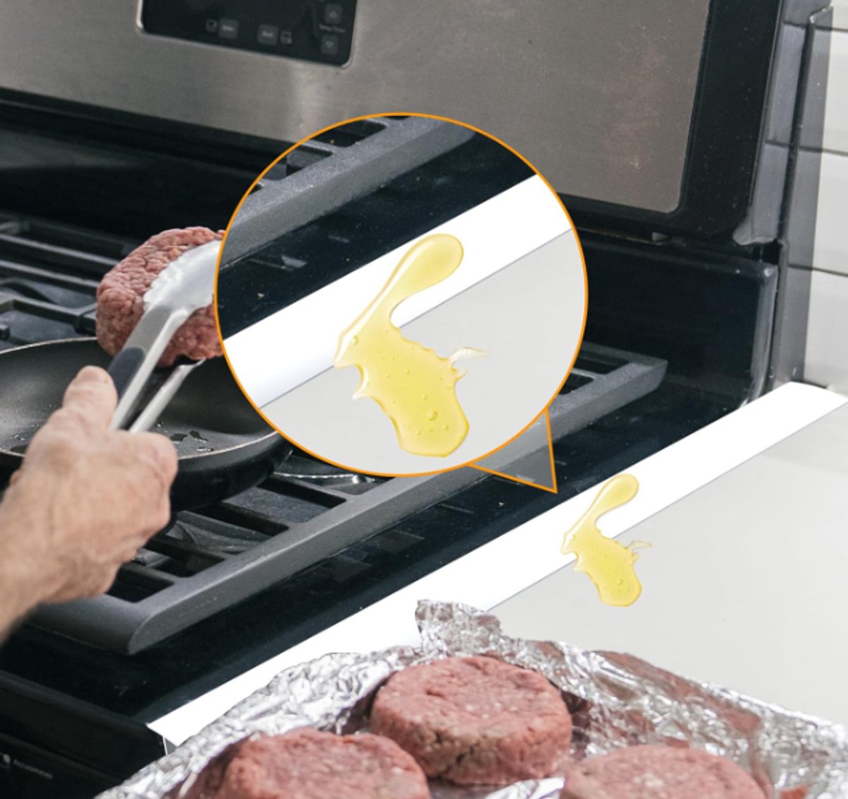 Sealing Strip for Hobs - Silicone Sealing Strip - Gap Filler Strip - Seals gaps between kitchen countertops, appliances, stoves, ovens, washing machines and dryers - Set of 2 (White)