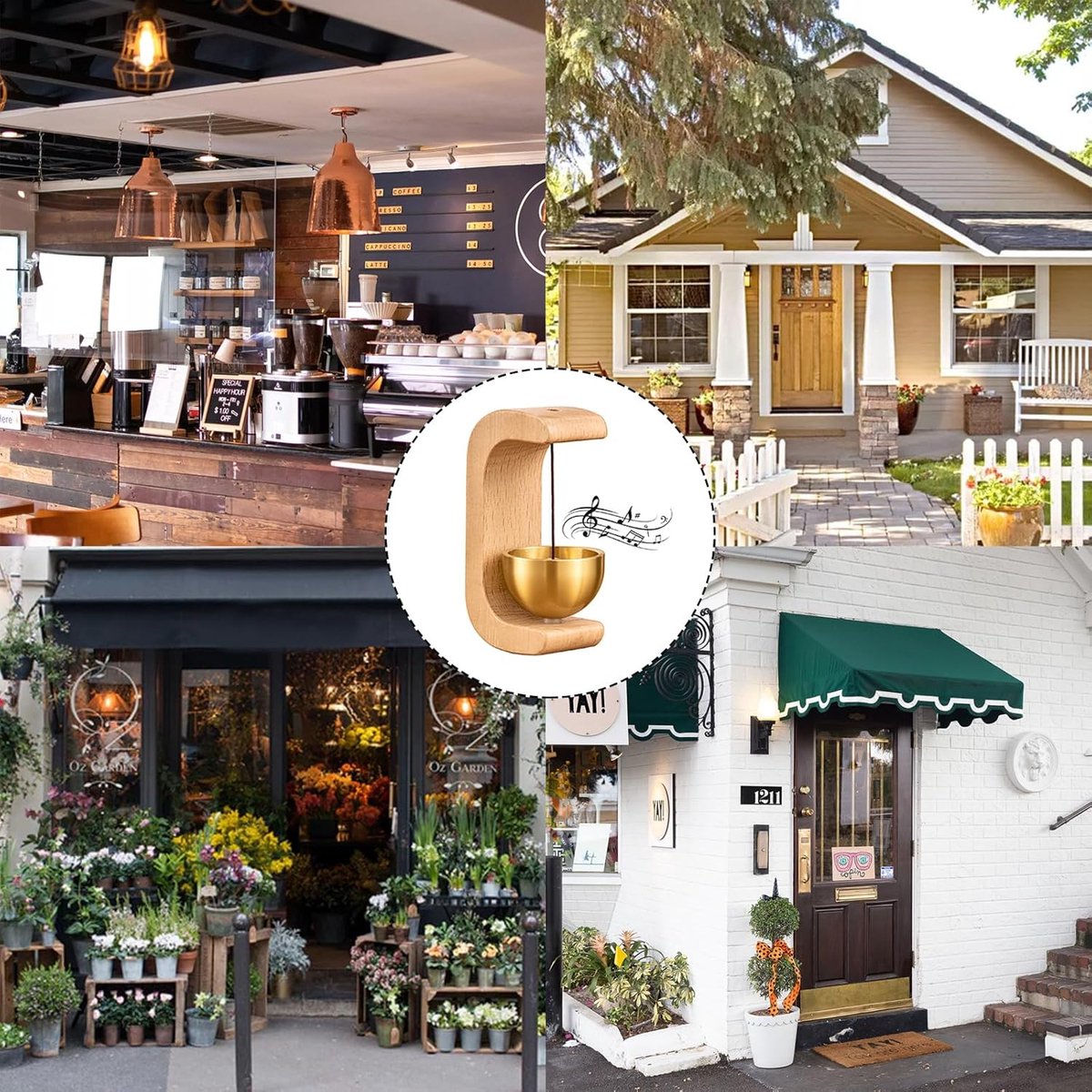 Wind Chime - Magnetic Wind Chime - Wooden Doorbell - Wooden Shop Bell - For Opening Doors (Dark Brown)