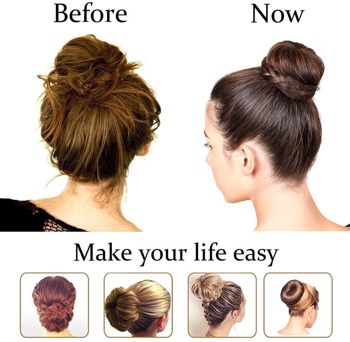 Scrunchies - 2 Medium (3 inch/Brown) - Easy-to-use loop scrunchies - Great for short and fine hair