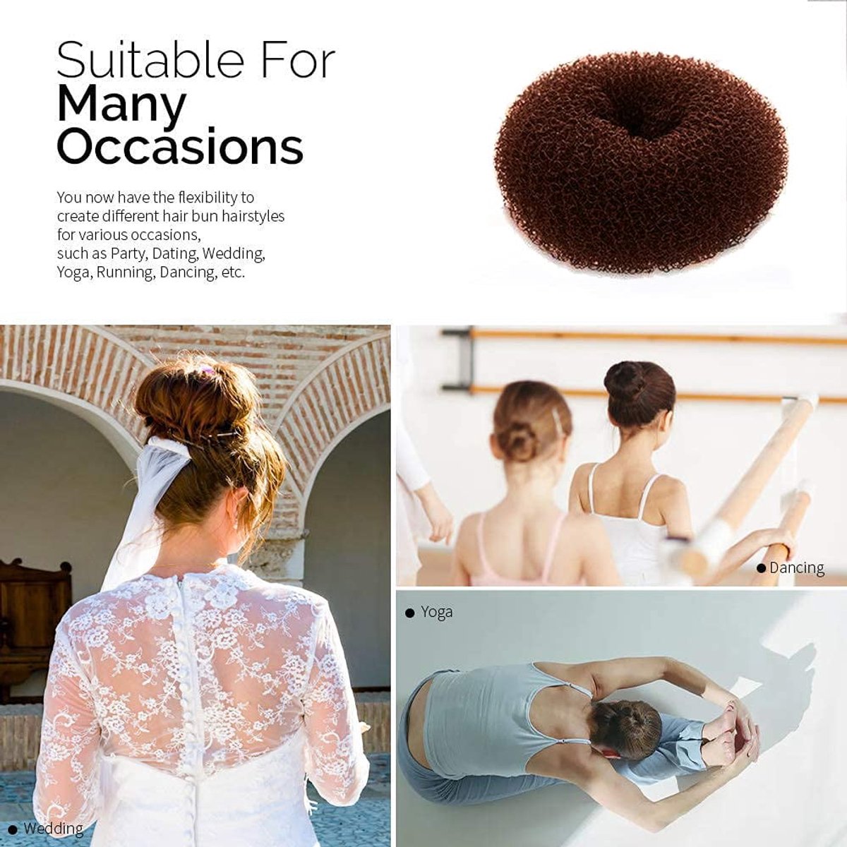 Scrunchies - 2 Medium (3 inch/Brown) - Easy-to-use loop scrunchies - Great for short and fine hair