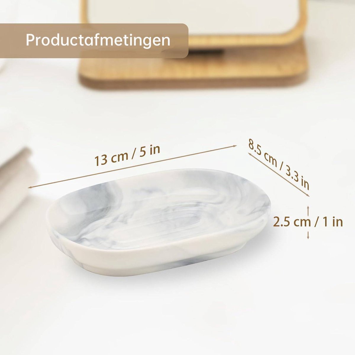 Soap Dish - Ceramic Soap Dish - Non-Slip Marble Soap Dish - Bathroom Soap Holder - Suitable for Bathroom, Shower, Kitchen and Travel.