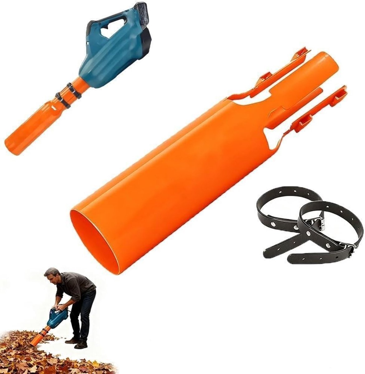 Leaf Blower Booster - Airflow Booster for Leaf Blowers - Turbine Nozzle with Extended Airflow Accelerator - Powerful Leaf Blower for Lawn and Driveway (1 Piece, Orange)