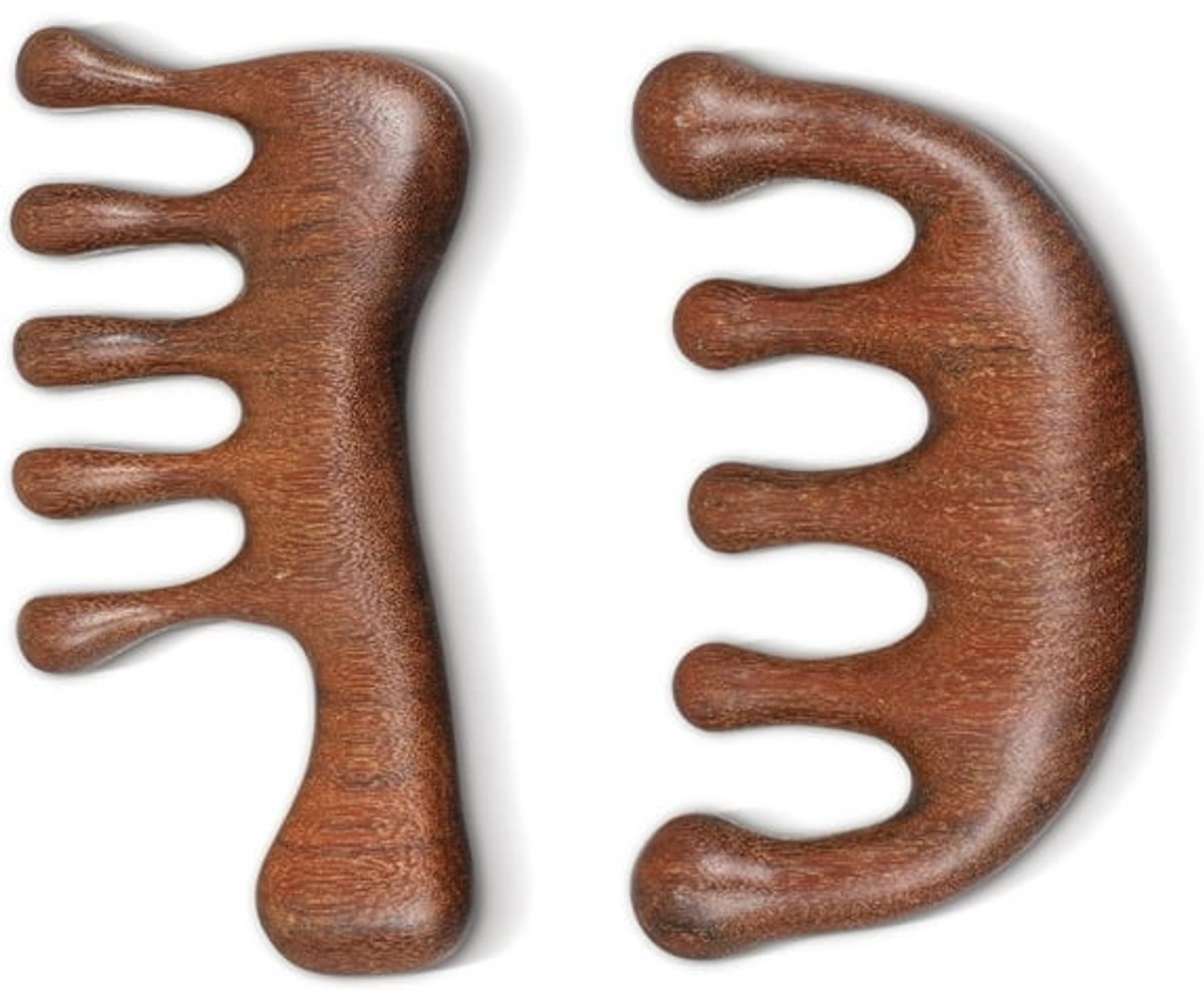 2-Piece Scalp Massage Comb Set - Wooden Wide-Tooth Comb - Wooden Scalp Massage Comb Unisex