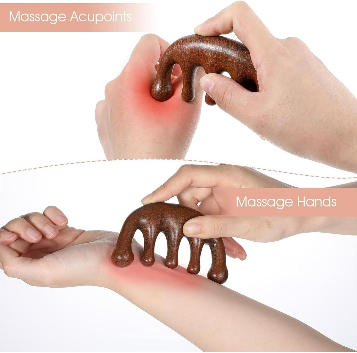 2-Piece Scalp Massage Comb Set - Wooden Wide-Tooth Comb - Wooden Scalp Massage Comb Unisex