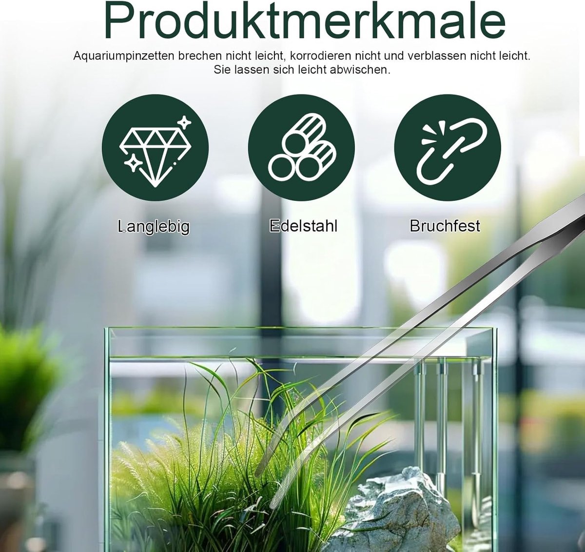 2-pack curved aquarium tweezers - Straight and curved tweezers - 27 cm long stainless steel tweezers - Suitable for lizards, spiders, fish and aquariums