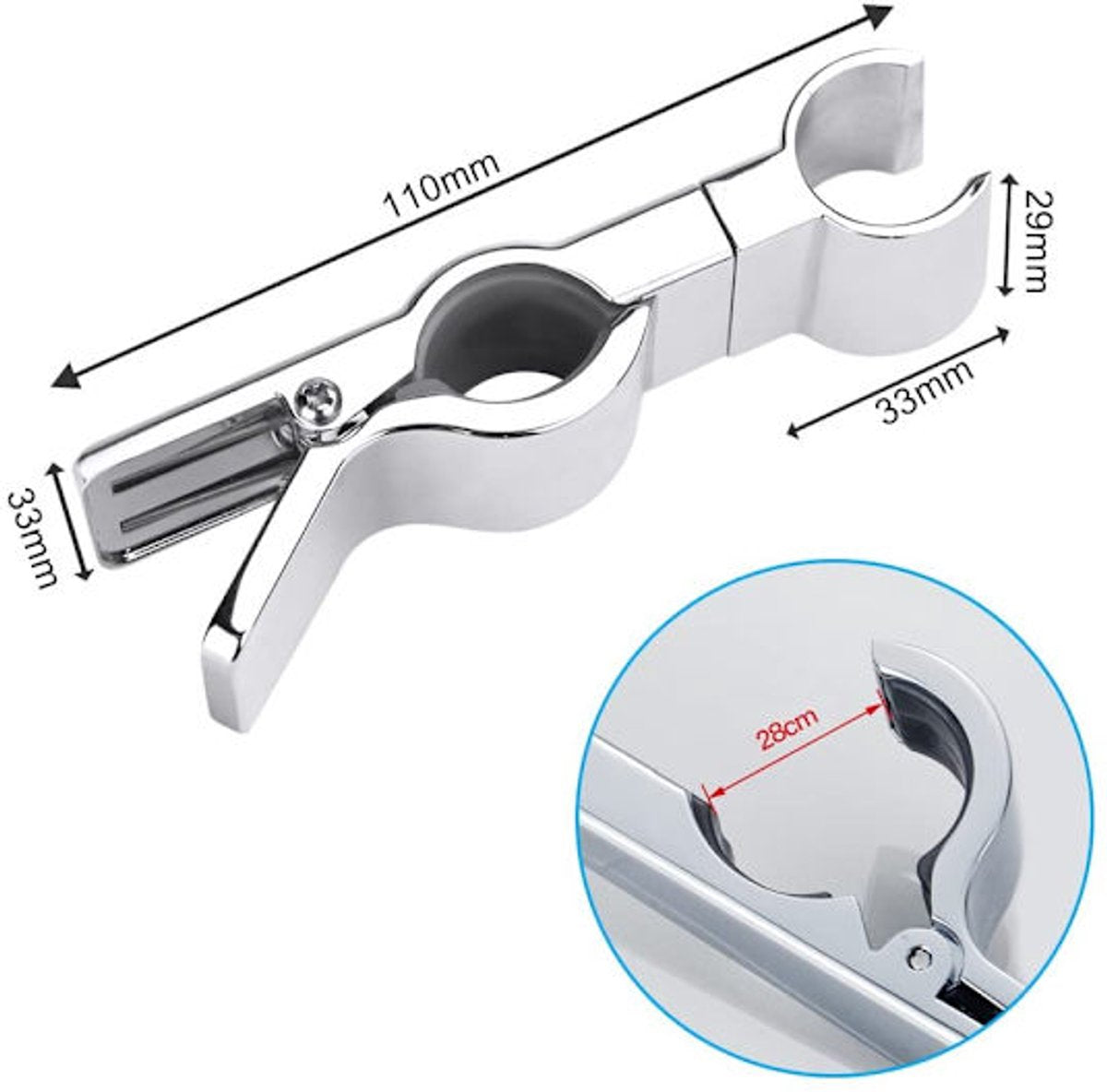 Shower head holder - Adjustable shower head holder - 45° rotatable universal shower head 20-25 mm - Shower head holder with rail