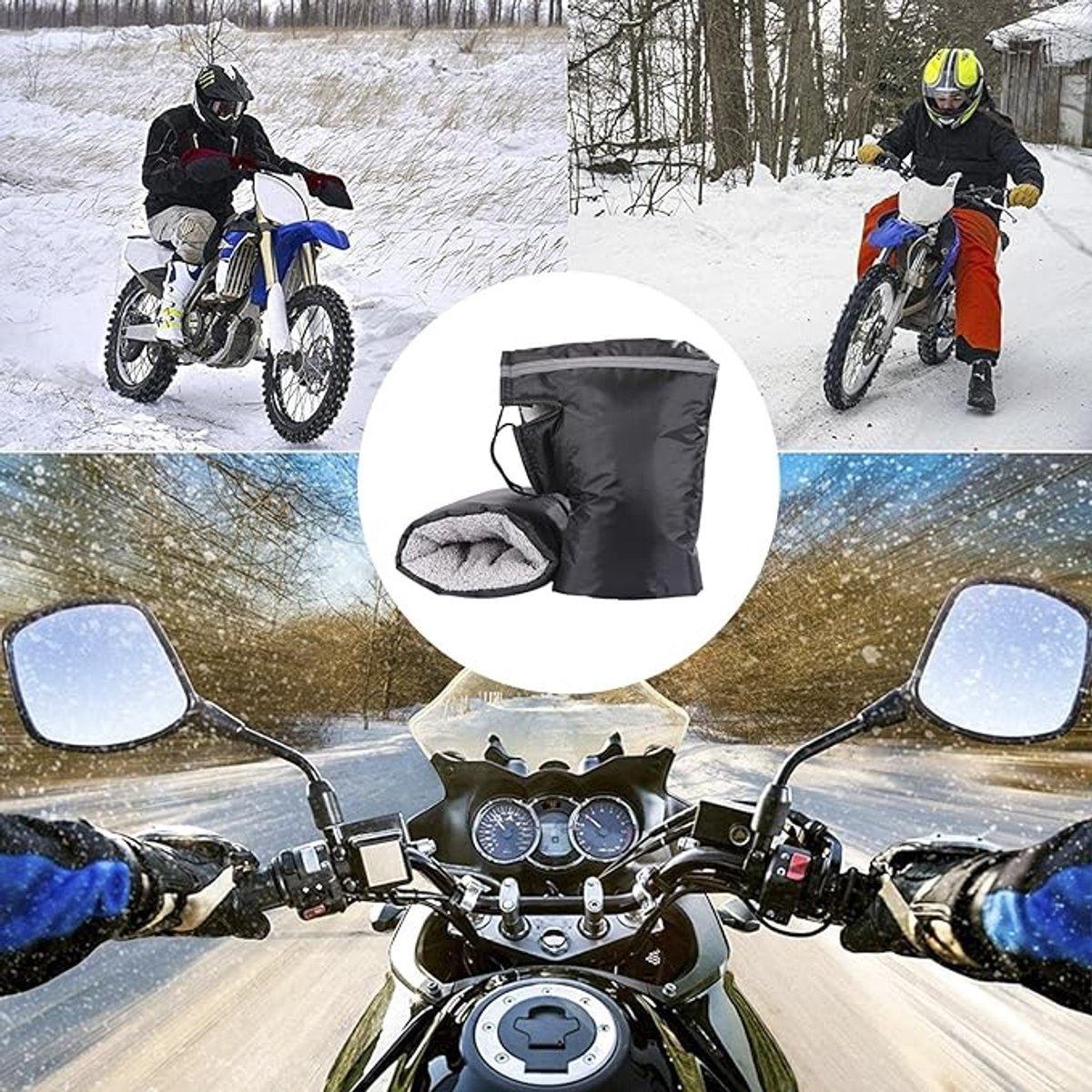 Hand Muffs - Extra Padded Cycling Gloves - Warm Gloves - Cycling Muffs - Scooter Gloves - Hand Warmers - Cycling Accessories - Winter - Windproof - Waterproof - Black