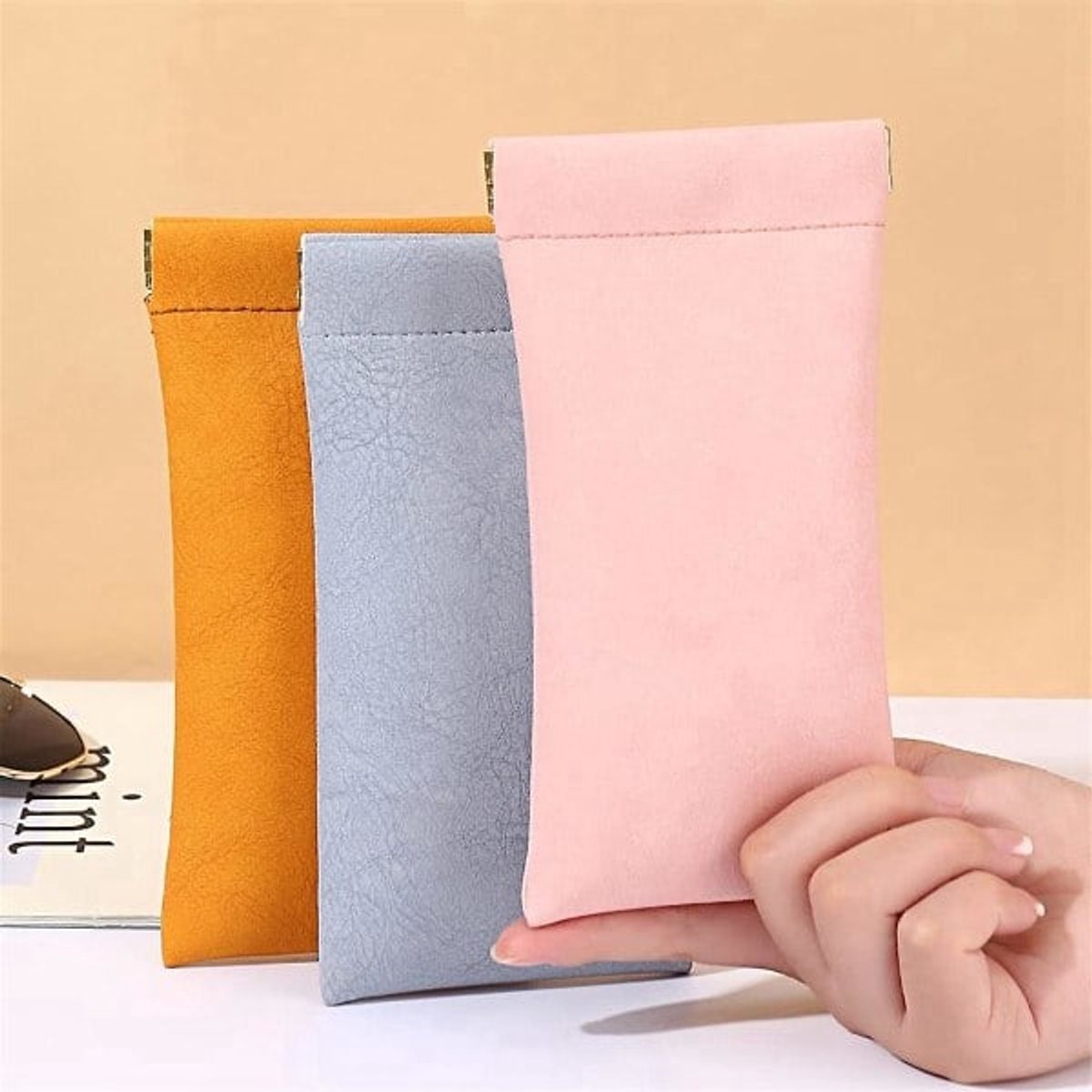 Glasses Cases - Unisex - PU Soft Case - Wallet Style - Portable 4-Pack