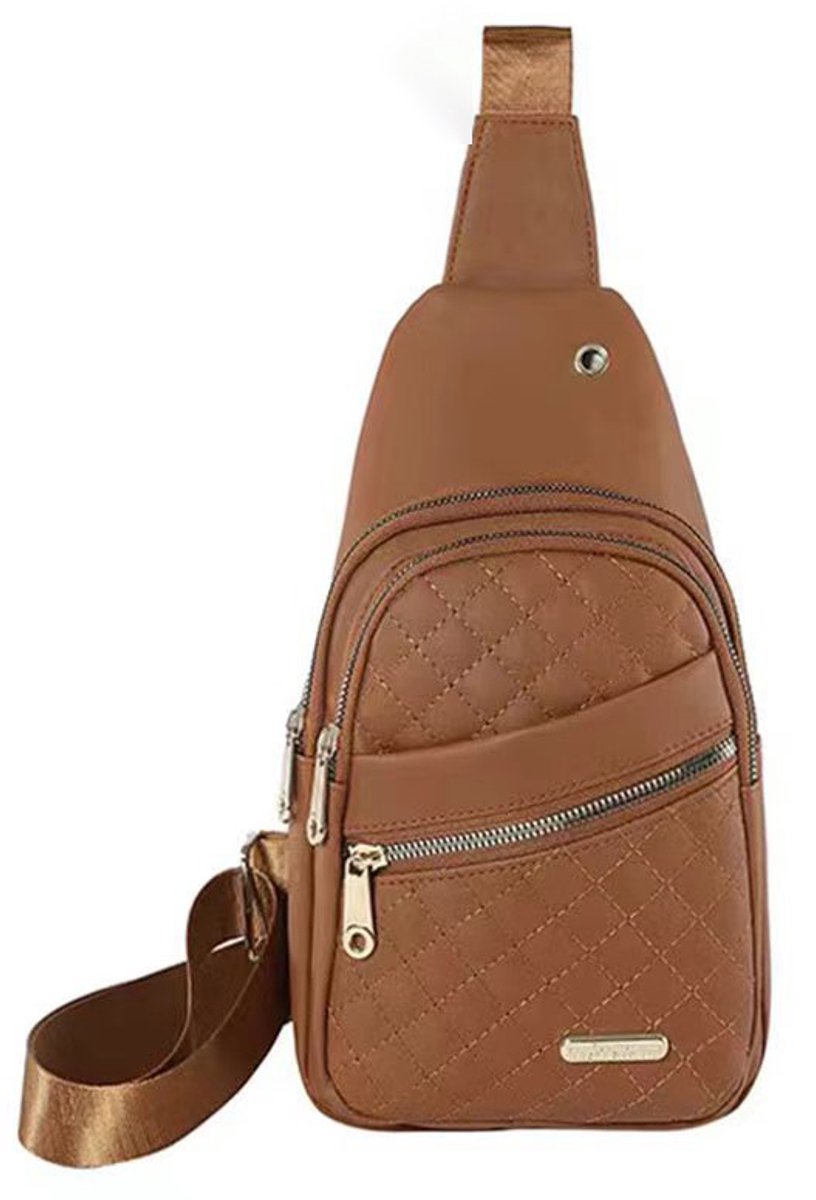 Unisex Shoulder Bag - 5 Storage Pockets &amp; Cable Grommet - Crossbody Bag Women - Crossbody Bag Men - Crossbody Bags - Sling Bag - Adjustable Carrying Style (Cross/Shoulder/Chest) - Brown