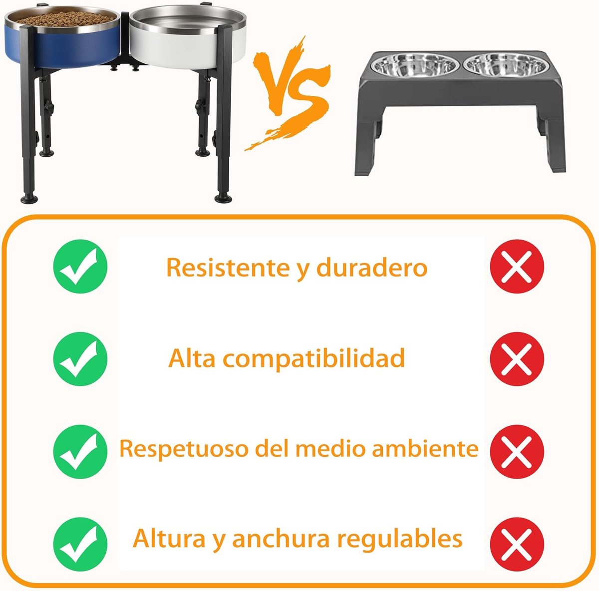 Dog Food Bowl Holder - Metal Food Bowl Holder - Adjustable Dog Food Bowl Holder - Double Food Bowl Holder - Suitable for Large, Medium, and Small Dogs - Black (Dog Food Bowl Not Included)