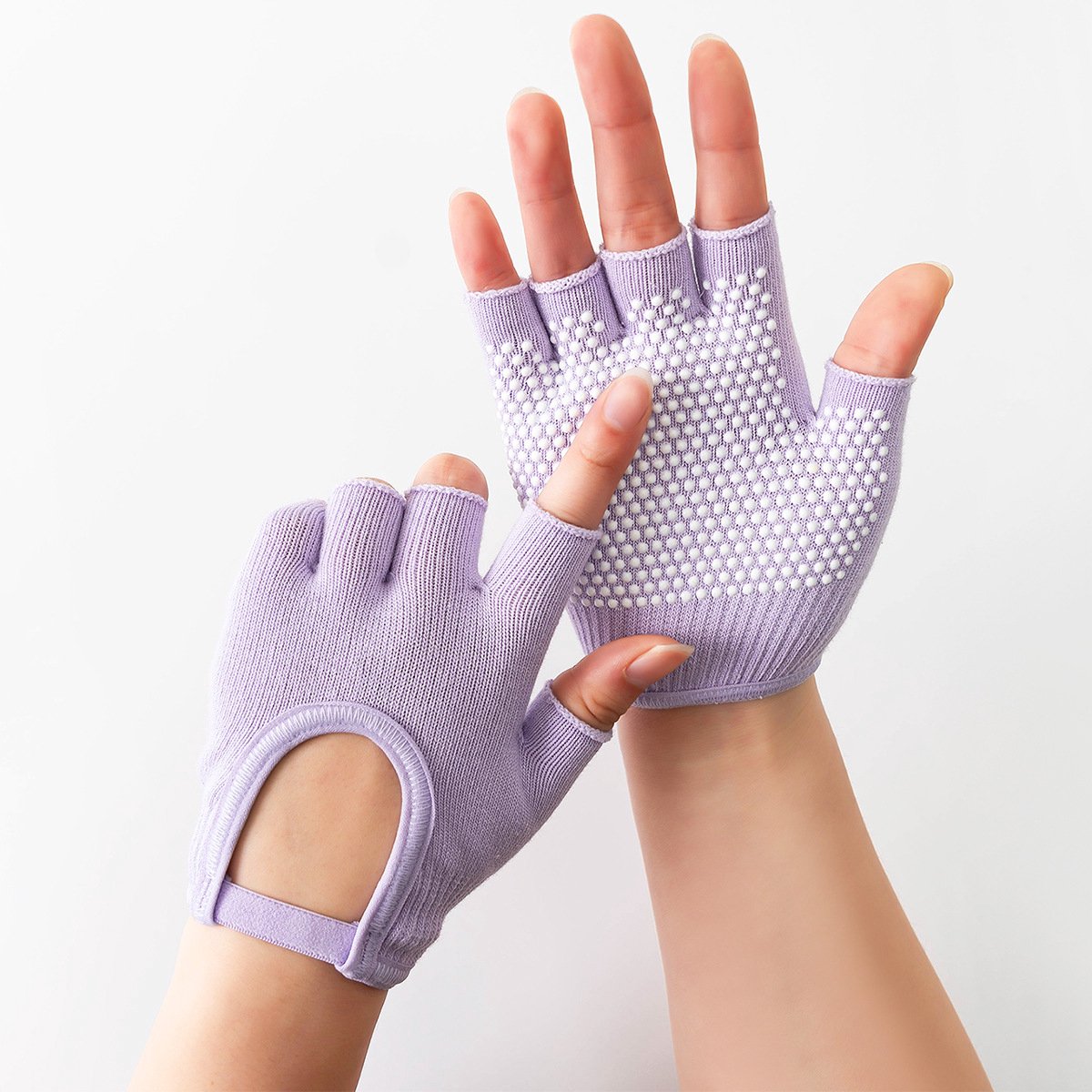 Gloves - Sports Gloves - Yoga Gloves - Fingerless Gloves - Non-slip Gloves - Unisex - Suitable for Gym and Home Workouts (Purple)