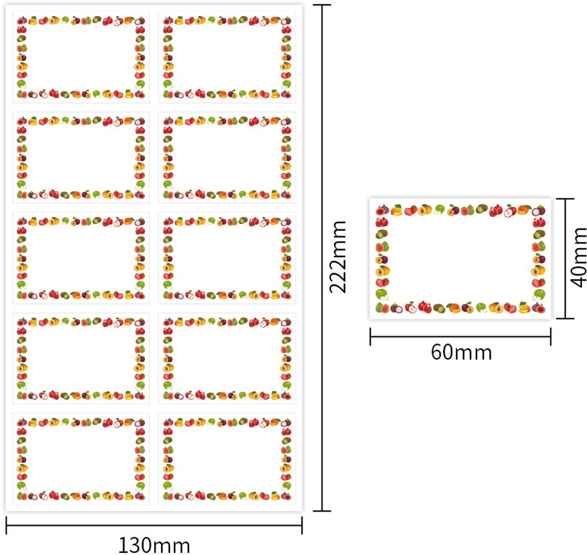 Labels - 100 sheets - Jam jar labels - Self-adhesive, easy-to-tear, waterproof food labels - Date labels - Labels for kitchen bottles and storage containers - Size 45 x 67 mm