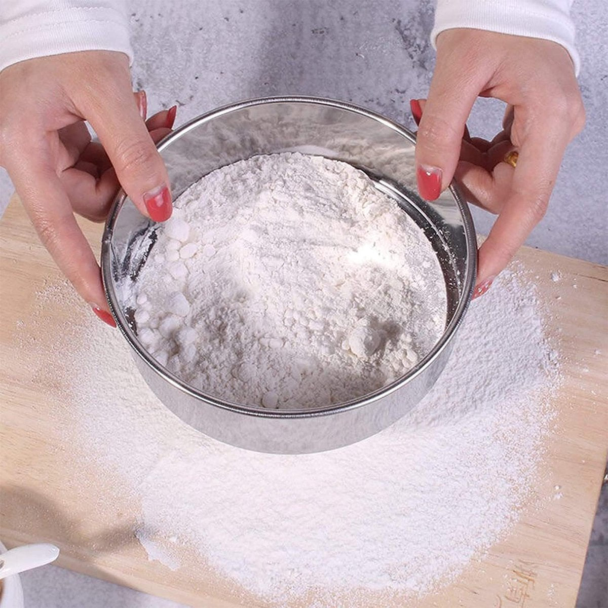 Stainless Steel Flour Sieve - Fine Sieve - Suitable for Flour, Rice, Grains - 15*4.5cm - 60 Mesh Fine Sieve - Baking Tools - Round Flour Sieve