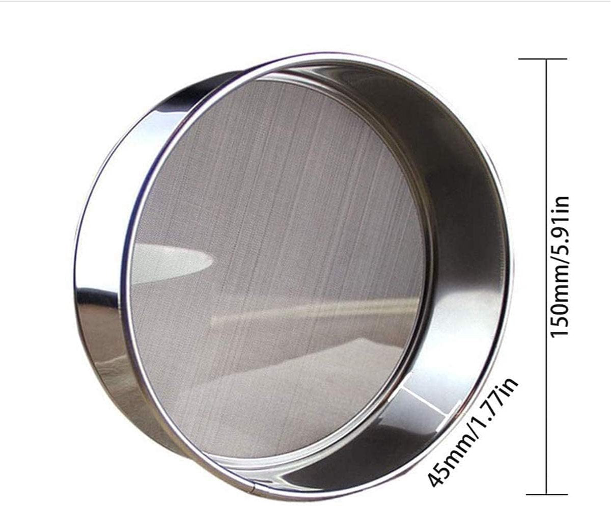 Stainless Steel Flour Sieve - Fine Sieve - Suitable for Flour, Rice, Grains - 15*4.5cm - 60 Mesh Fine Sieve - Baking Tools - Round Flour Sieve