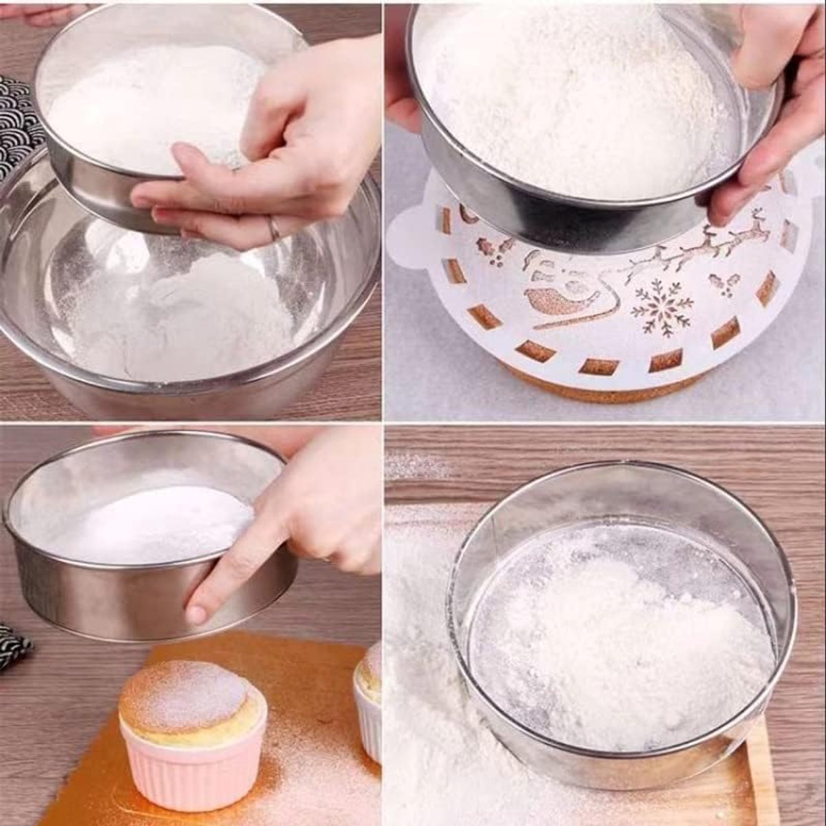 Stainless Steel Flour Sieve - Fine Sieve - Suitable for Flour, Rice, Grains - 15*4.5cm - 60 Mesh Fine Sieve - Baking Tools - Round Flour Sieve