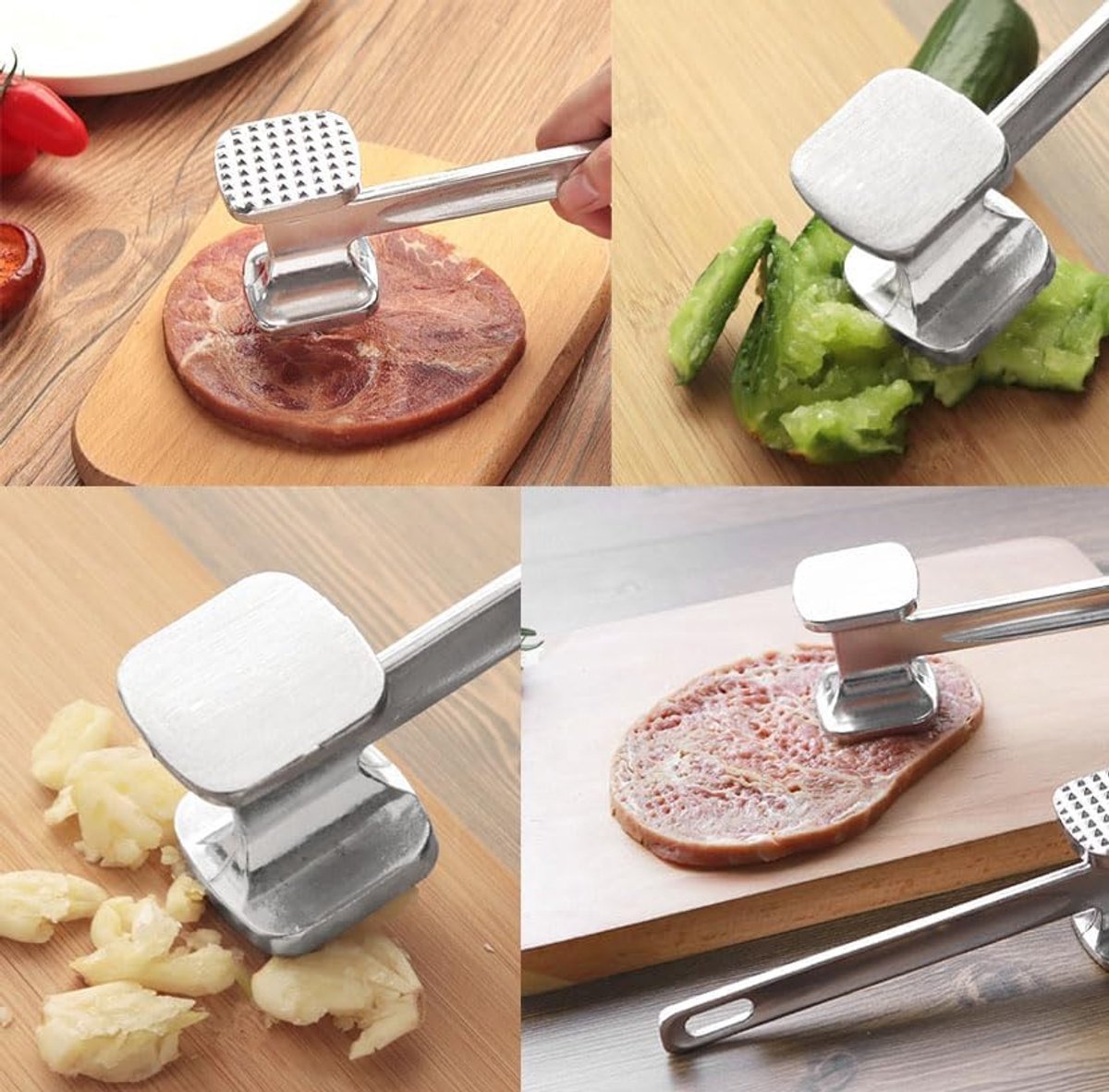 Meat Hammer Aluminum - Meat Tenderizer - Meat Beater - Kitchen Utensils - Silver Colored - BBQ Accessories