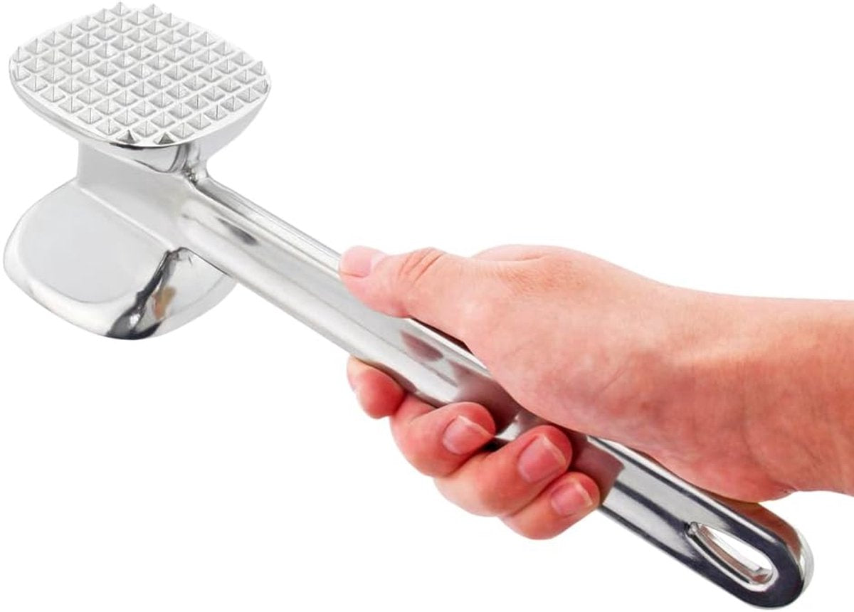 Meat Hammer Aluminum - Meat Tenderizer - Meat Beater - Kitchen Utensils - Silver Colored - BBQ Accessories