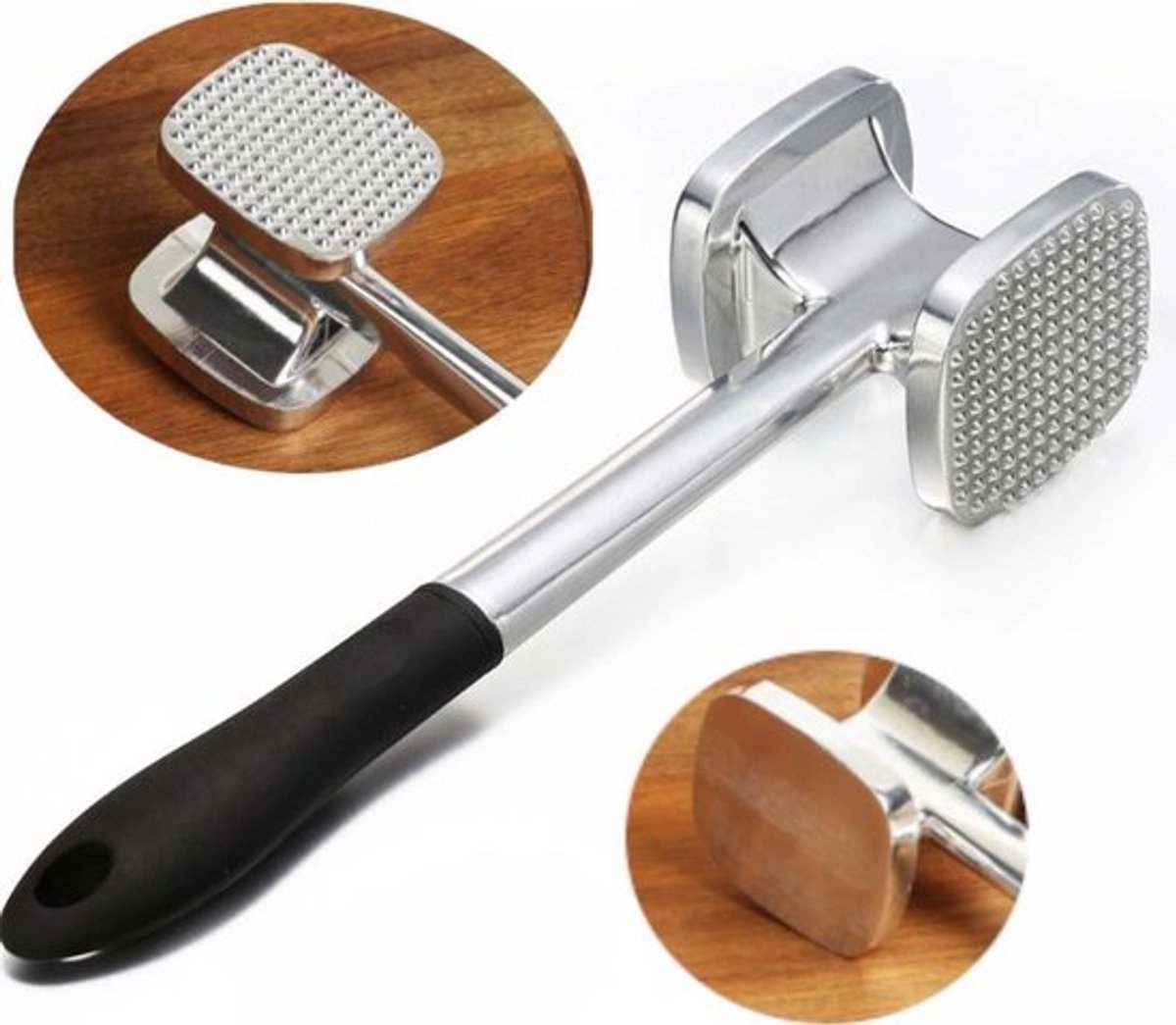 Meat Hammer Aluminum - Meat Tenderizer - Meat Beater - Kitchen Utensils - Silver Colored - BBQ Accessories