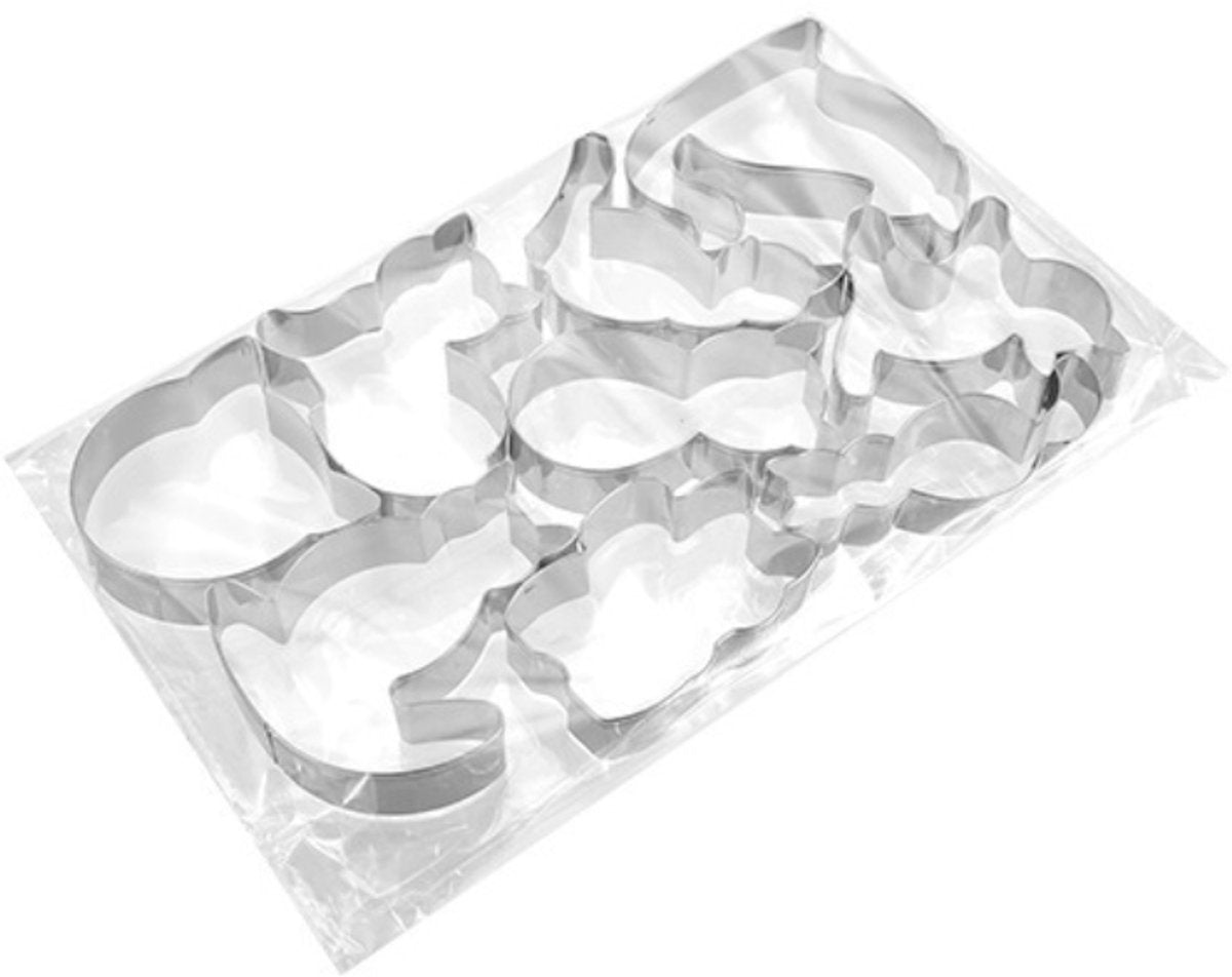 Cookie Cutters Cat - 9 Piece Set - Stainless Steel Baking Cup Set - Cat Shaped Cookie Cutters and Baking Tools - Enjoy cooking with your kids.
