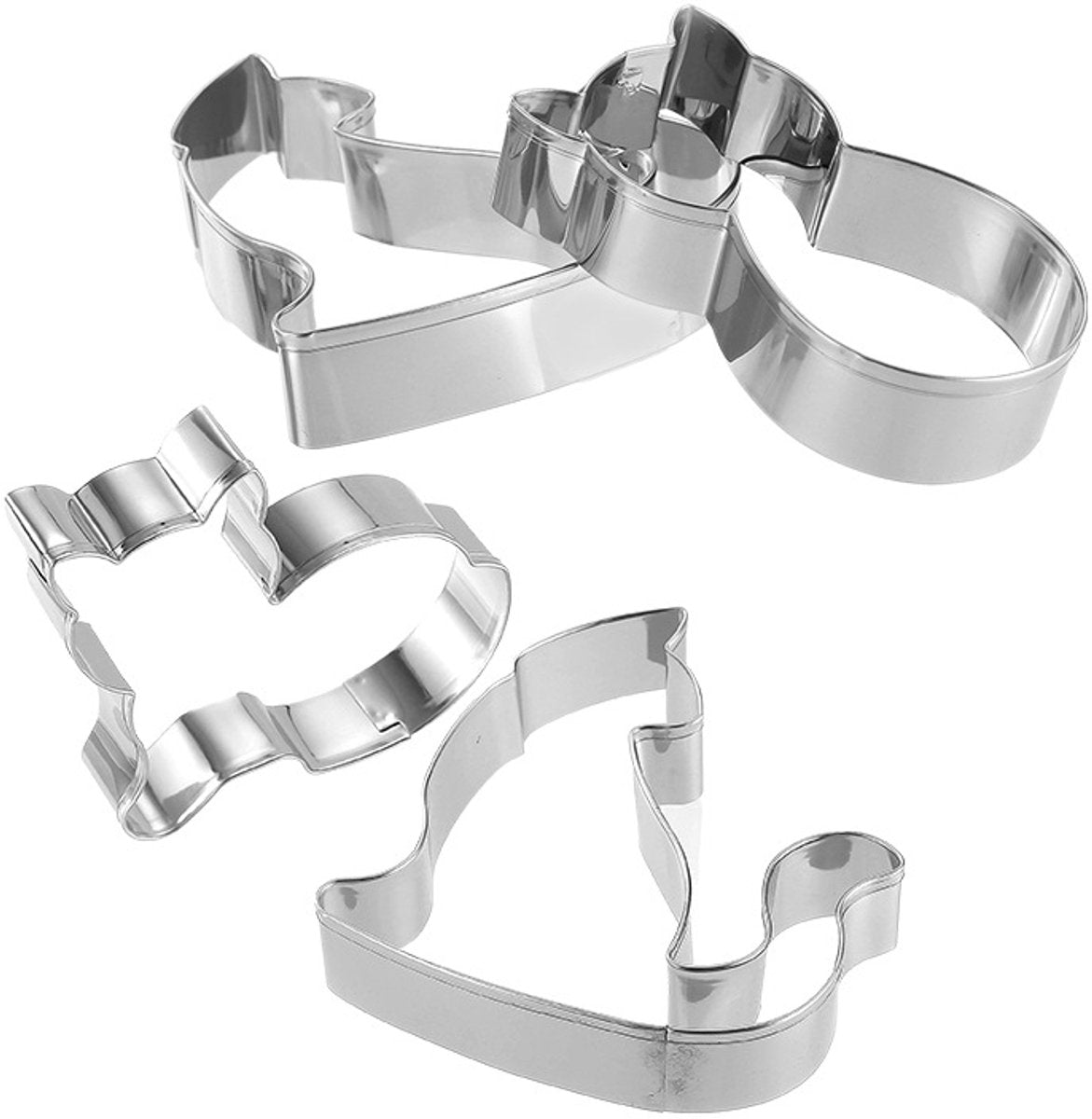Cookie Cutters Cat - 9 Piece Set - Stainless Steel Baking Cup Set - Cat Shaped Cookie Cutters and Baking Tools - Enjoy cooking with your kids.