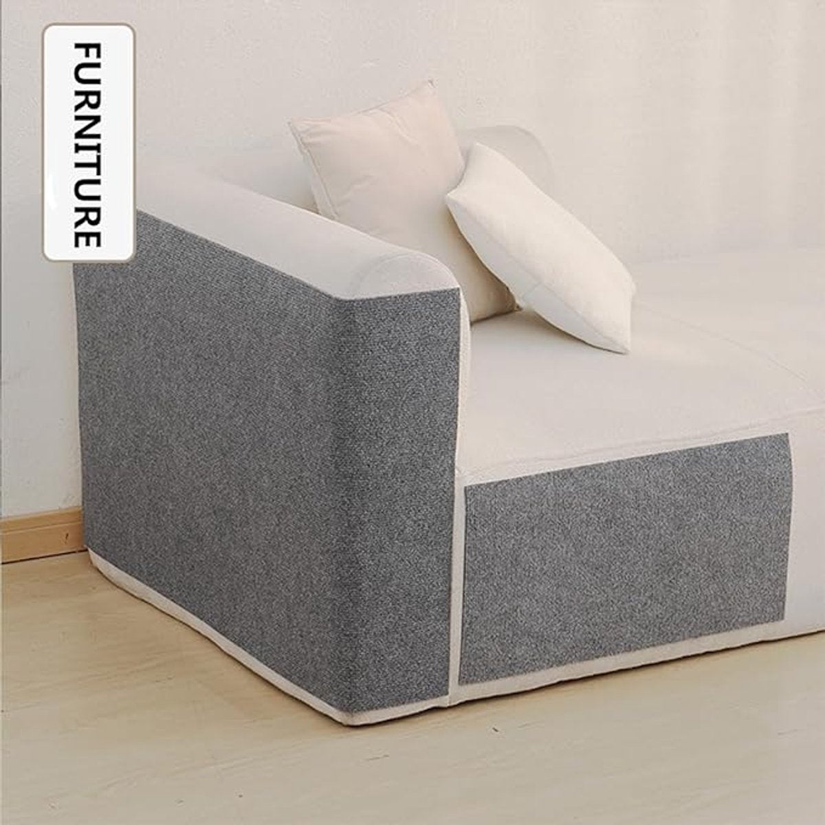 Premium Cat Scratching Mat - Couch Cushions - Strong adhesion, for ultimate fun for your cat - Protects your furniture, lets your cat have fun (Dimensions: 30x30 cm, Off-white, Pack of 2)