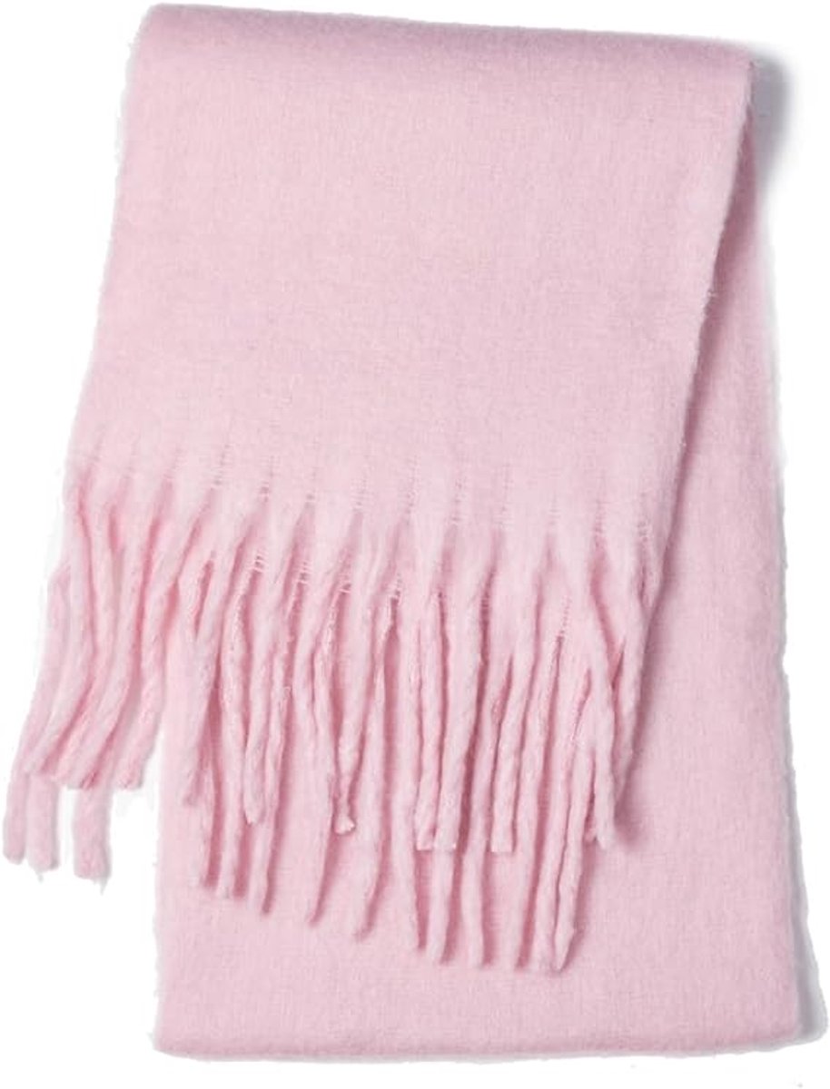 Scarf - Women's Winter Scarf - Warm and Thick Knitted Checked Scarf - Blanket Scarf - Stylish Gift - A Gift for Her (Pink)