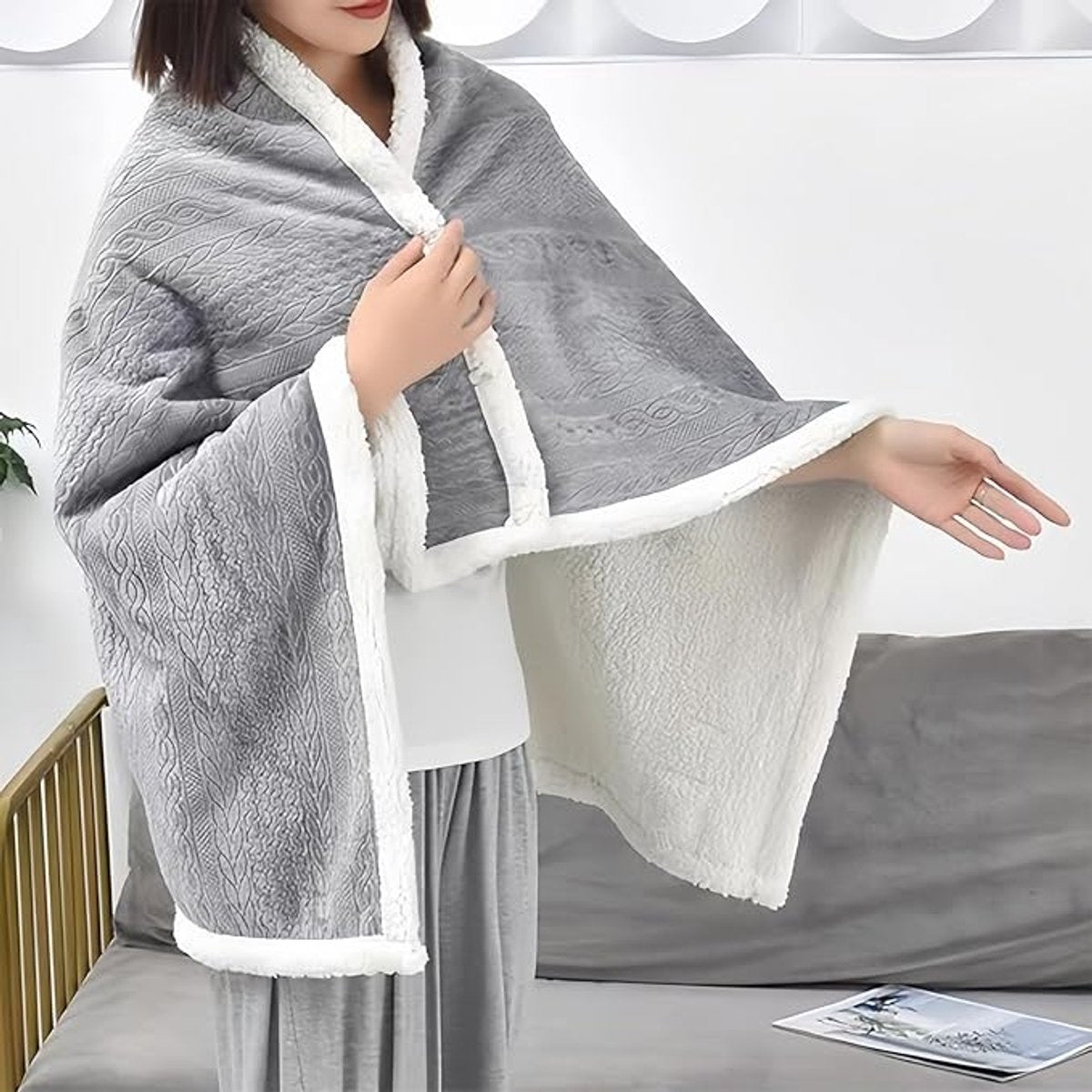 Scarf - Blanket - Warm Scarf - Soft and Lightweight - Comfortable and Breathable - Suitable for Daily Use - Ideal for Warm Scarves and Blankets for Women and Girls at Home（Grey）