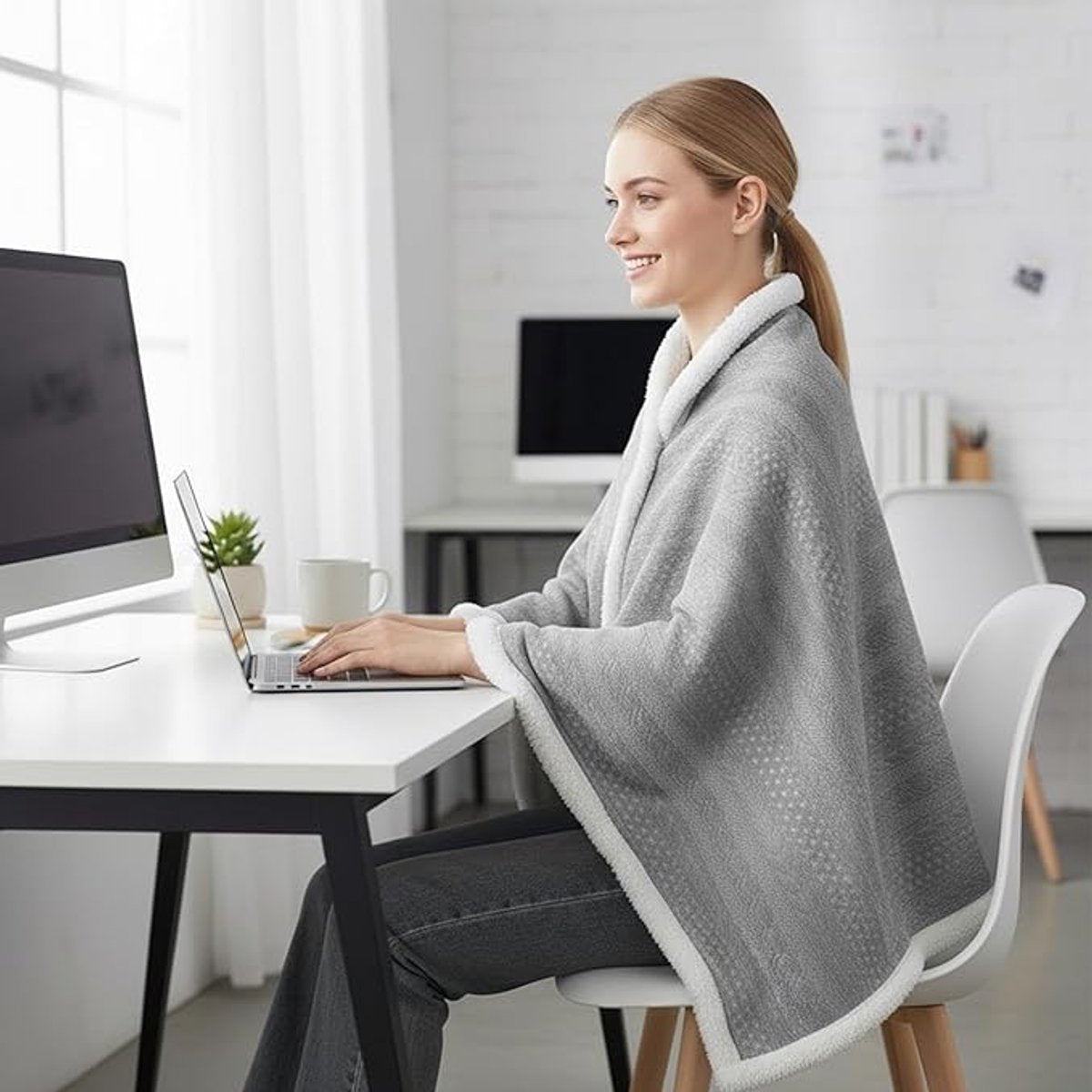 Scarf - Blanket - Warm Scarf - Soft and Lightweight - Comfortable and Breathable - Suitable for Daily Use - Ideal for Warm Scarves and Blankets for Women and Girls at Home（Grey）