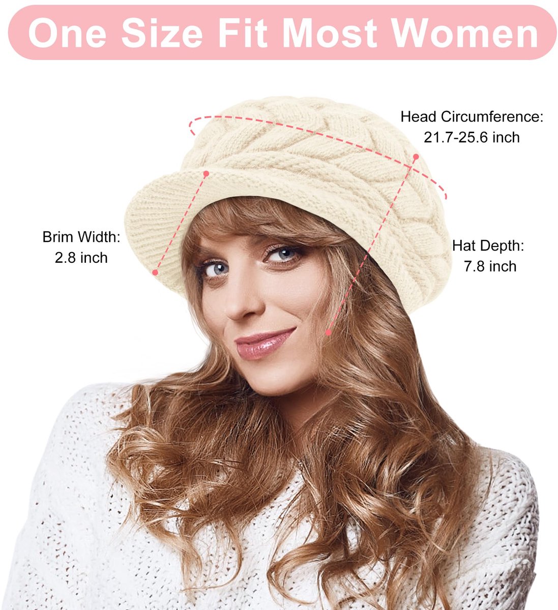 warm knitted hat - 2-piece set - Women's winter - loose fit - hat - without brim (style B)