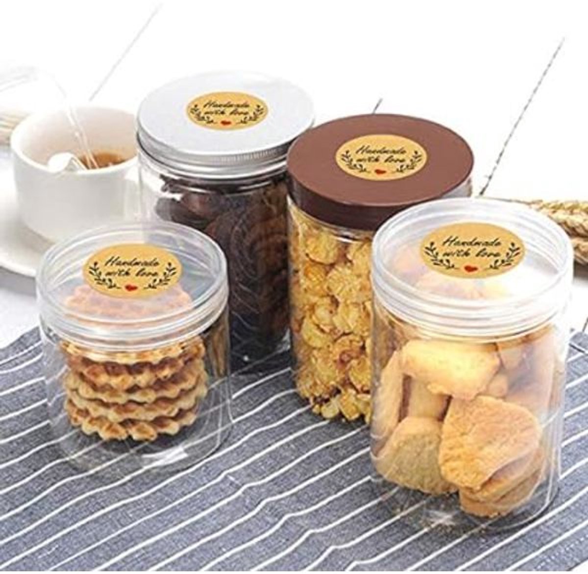 Sticker Labels - 500 sheets/roll - Round handmade heart-shaped kraft paper labels - Self-adhesive baking labels - Decorative labels - Sealing stickers - Gift stickers