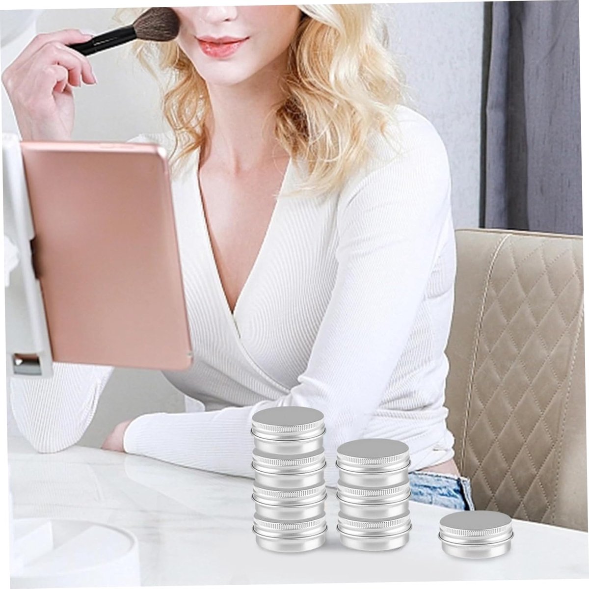 Small Tins with Lids - Pack of 20 - Dispensing Containers - 20ml Reusable Aluminum Tins and Refillable Small Tins with Screw Cap, Travel Sample Containers - Suitable for storing nail art supplies, jewelry, badges, sweets, etc.