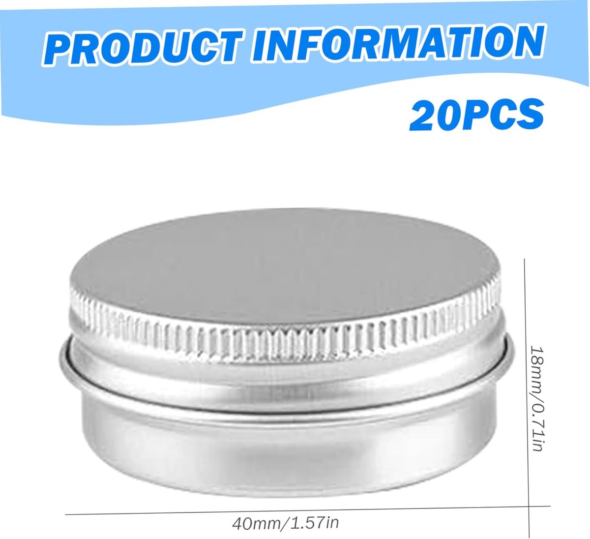 Small Tins with Lids - Pack of 20 - Dispensing Containers - 20ml Reusable Aluminum Tins and Refillable Small Tins with Screw Cap, Travel Sample Containers - Suitable for storing nail art supplies, jewelry, badges, sweets, etc.