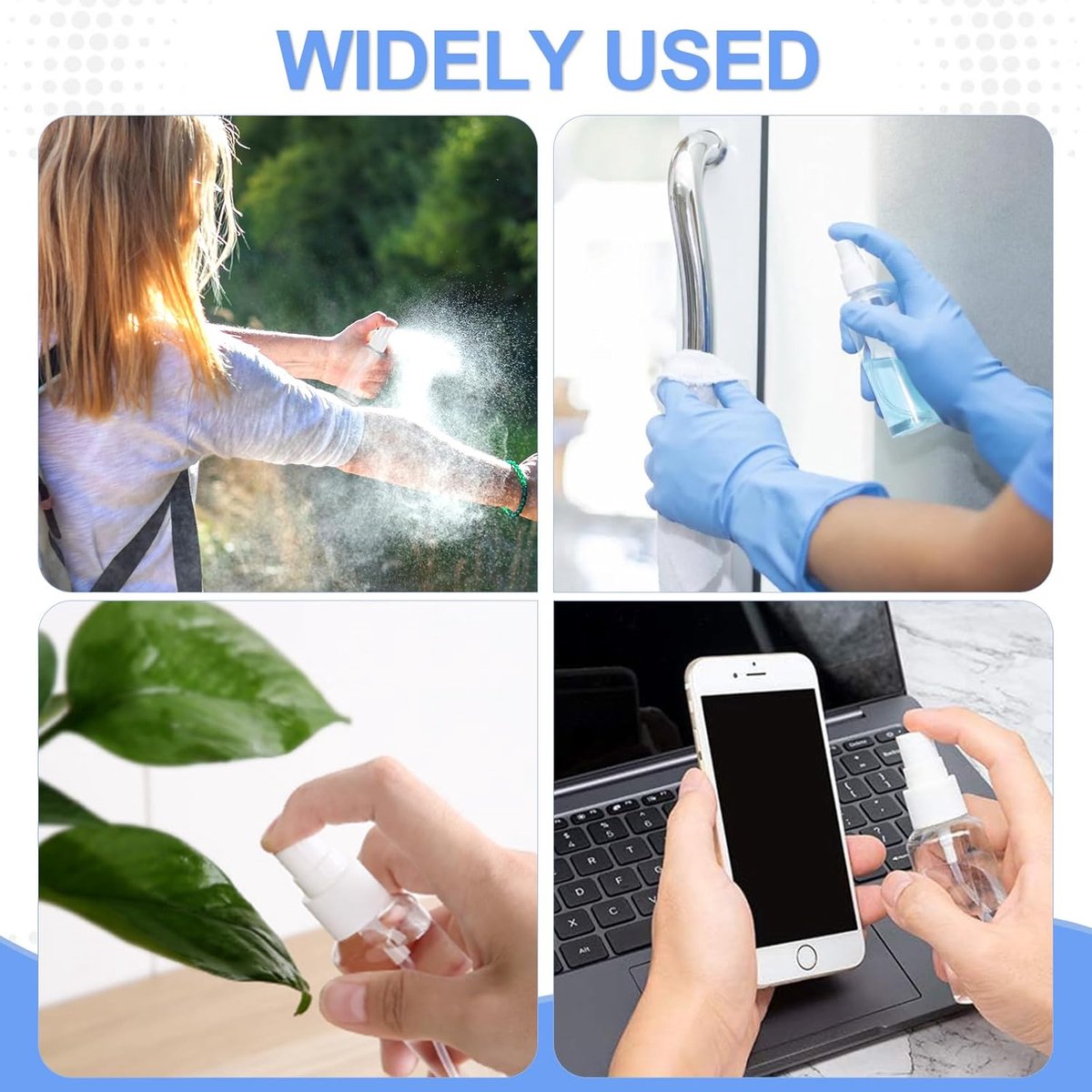 Spray Bottles (4-pack) - Refillable Plastic Spray Bottles - 50ml Spray Bottles - Empty Aerosol Cans - For Essential Oils, Cleaning, Perfume