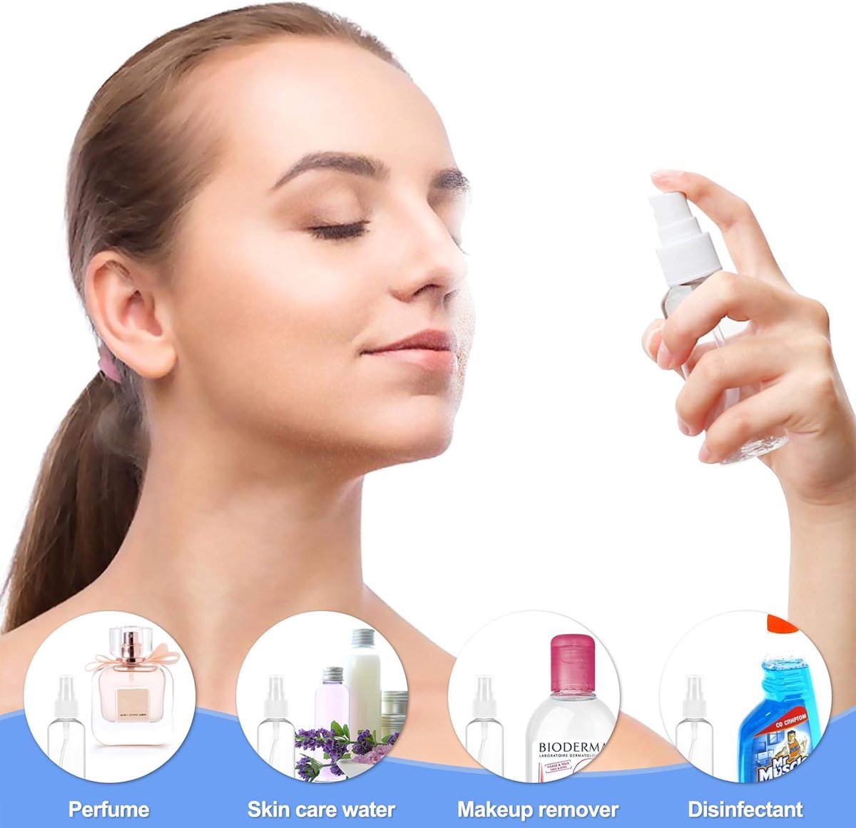 Spray Bottles (4-pack) - Refillable Plastic Spray Bottles - 50ml Spray Bottles - Empty Aerosol Cans - For Essential Oils, Cleaning, Perfume